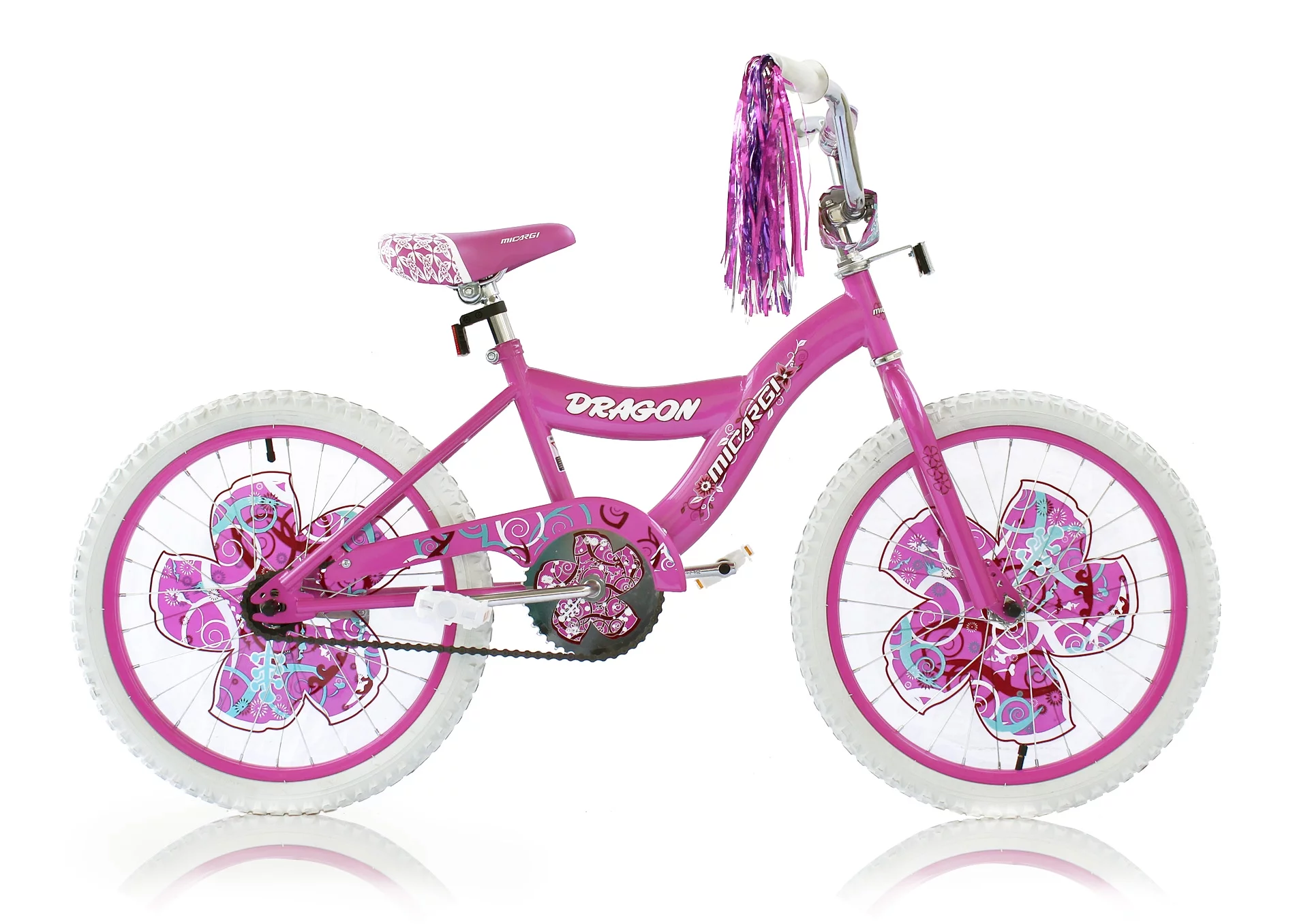 Wonder Wheels 20 In. Girl's BMX S-Type Frame Bicycle Coaster Brake One Piece Crank Pink Rims White Tire Kid's Bike – Pink - Womvr