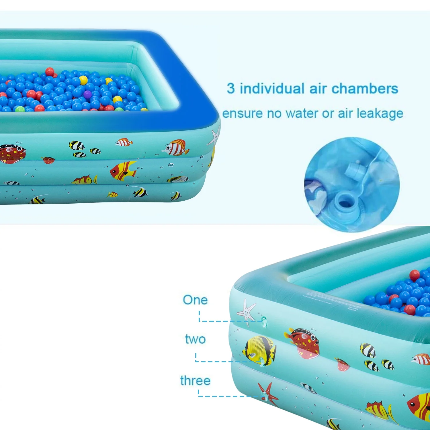 Inflatable Pool, 6.9 x 5 x 1.8 ft Family Swimming Pools for Kids, Toddlers, Infant, Adult, Rectangular, Thickened - Womvr