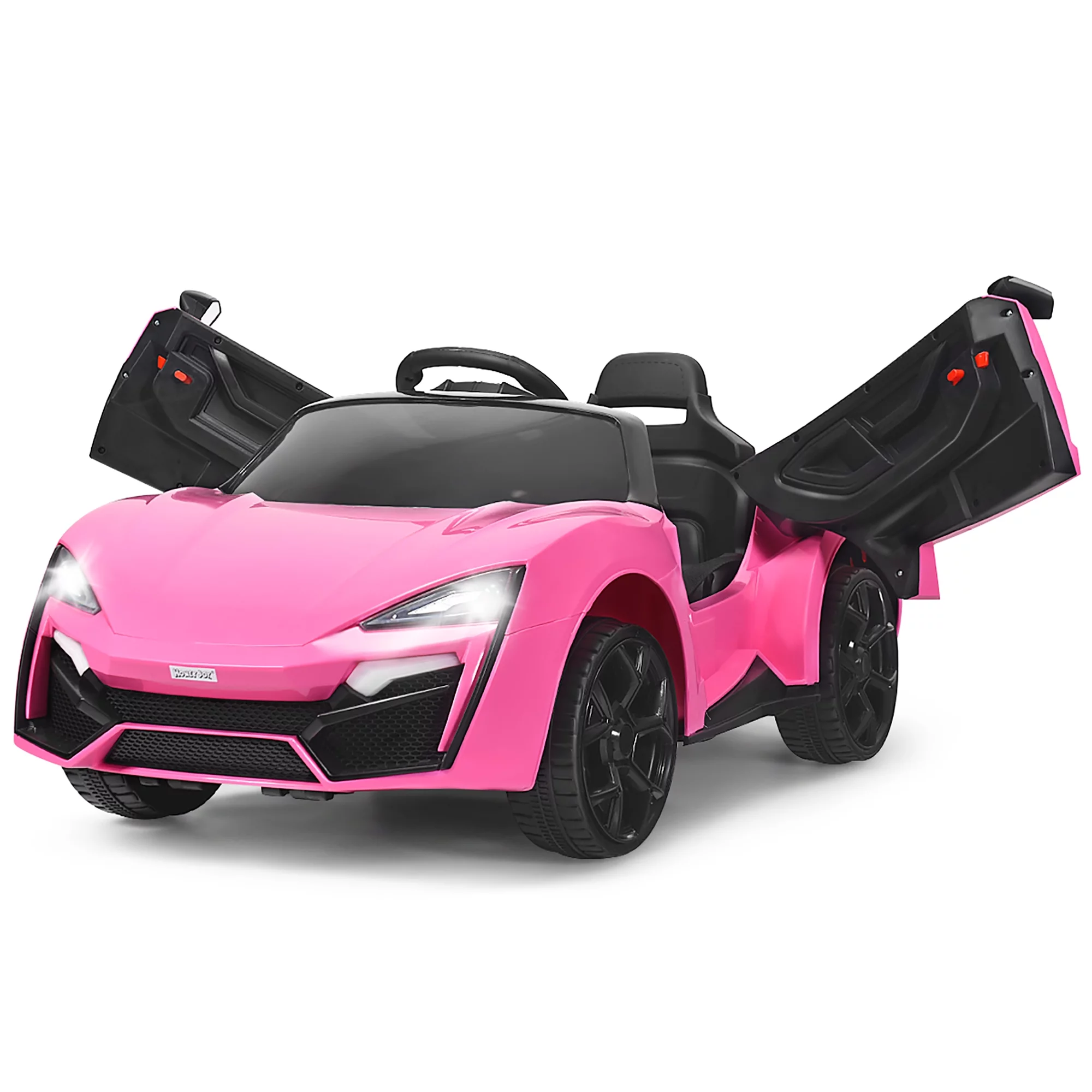 Costway 12V Kids Ride On Car 2.4G RC Electric Vehicle w/ Lights MP3 Openable Doors Pink - Womvr