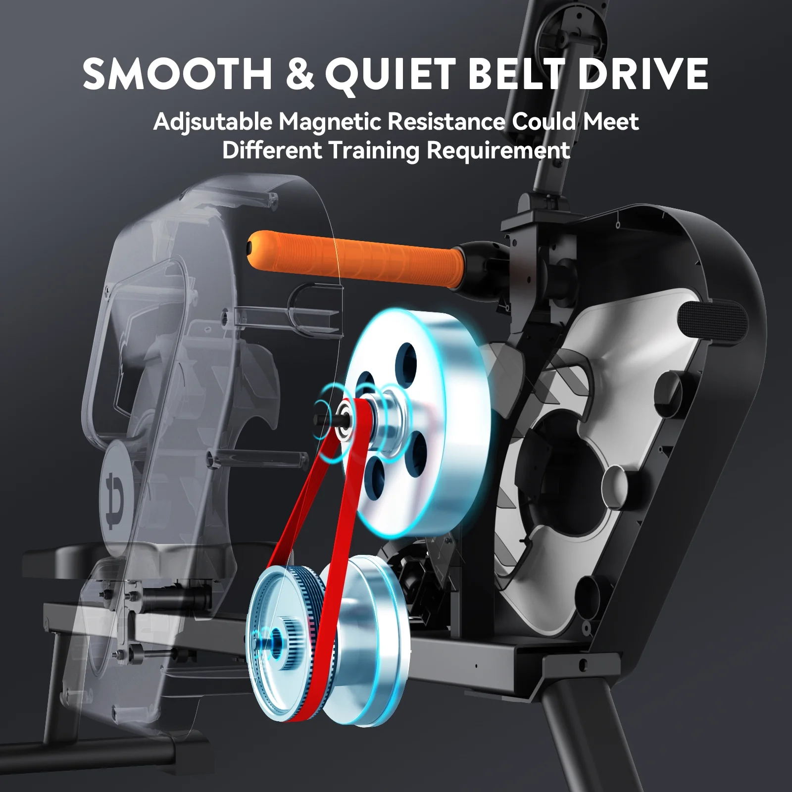 Pooboo Row Machine Magnetic Rowing Machine Indoor Foldable Rower with 8 Level Adjustable Quiet Magnetic Resistance, Ergonomic Seat & LCD Monitor Cardio Exercise Training Max Weight 350 lbs - Womvr