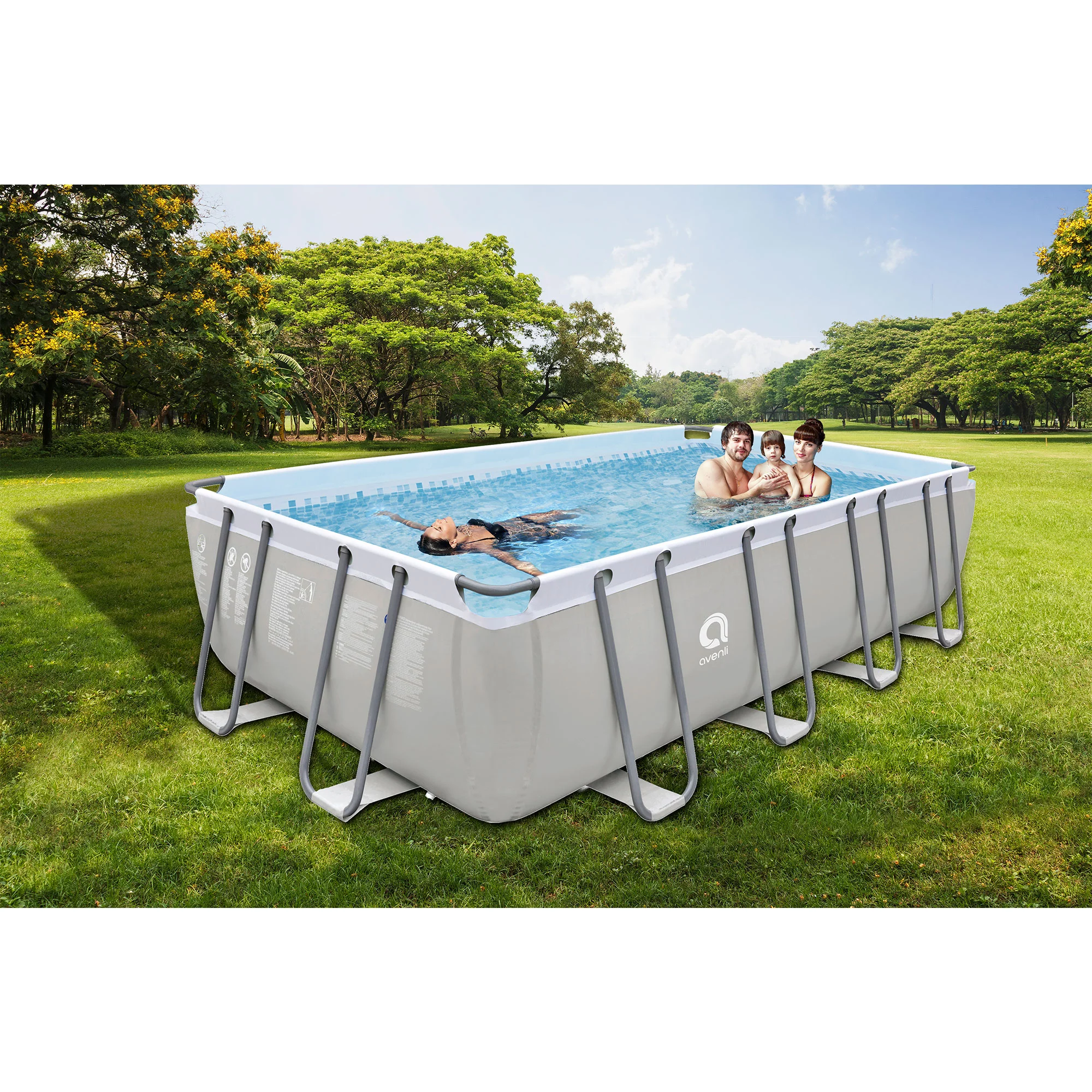 JLeisure 17776 18 x 10 Foot Above Ground Steel Frame Swimming Pool, Gray - Womvr