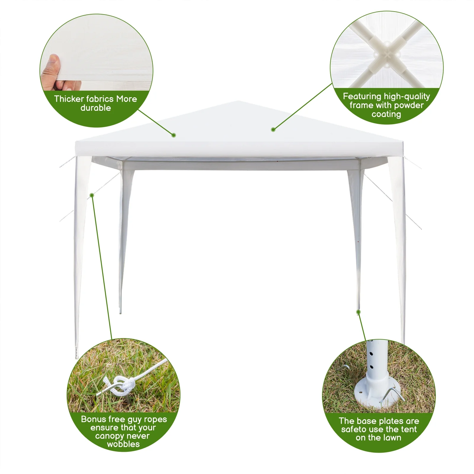 UBesGoo 10' x 10' Canopy Waterproof Party Tent Practical Outdoor Tent for Parties White - Womvr