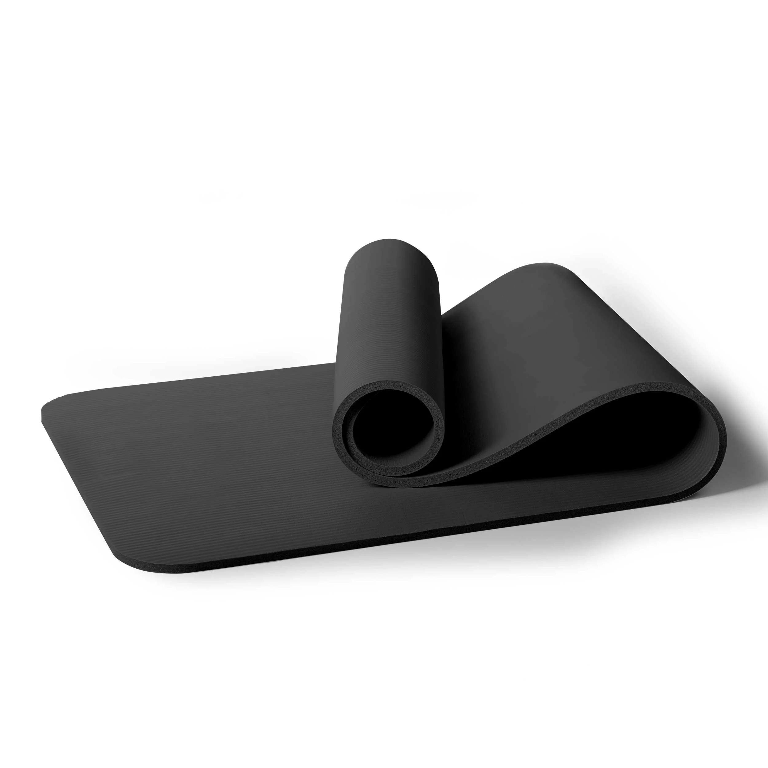 PRCTZ All-Purpose Exercise Fitness Mat, 12mm Thickness, 72inx24in, NBR Foam, Non-Slip, Carry Strap, Black - Womvr