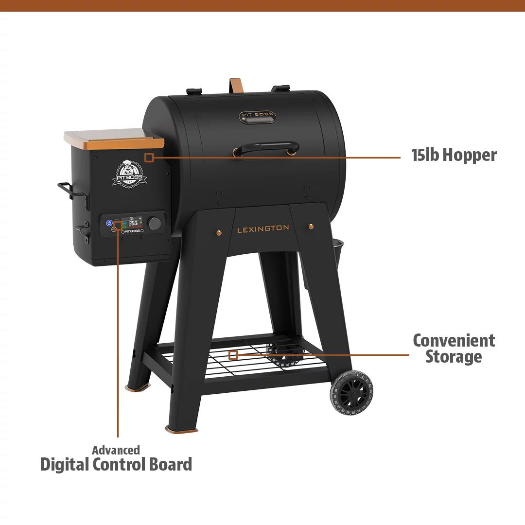 Pit Boss Lexington 500 Sq in Wood Fired Pellet Grill and Smoker �C Onyx Series - Womvr
