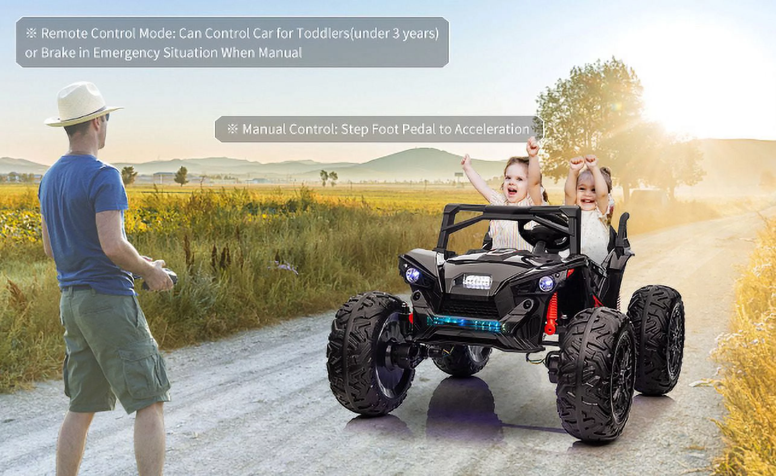 EastVita 24V Ride on Car with ,Extra Large 2 Seat 20.5