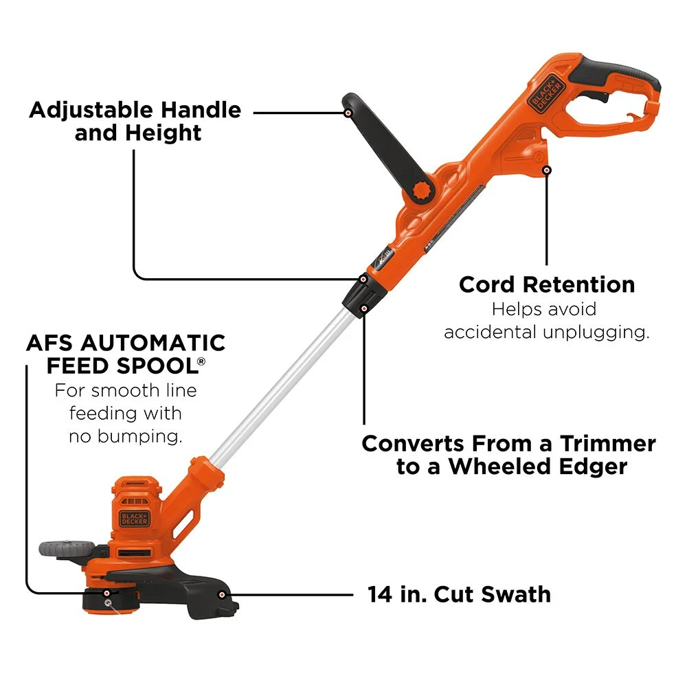 BLACK+DECKER String Trimmer With Auto Feed, Electric, 6.5-Amp, 14-Inch, (BESTA510) - Womvr
