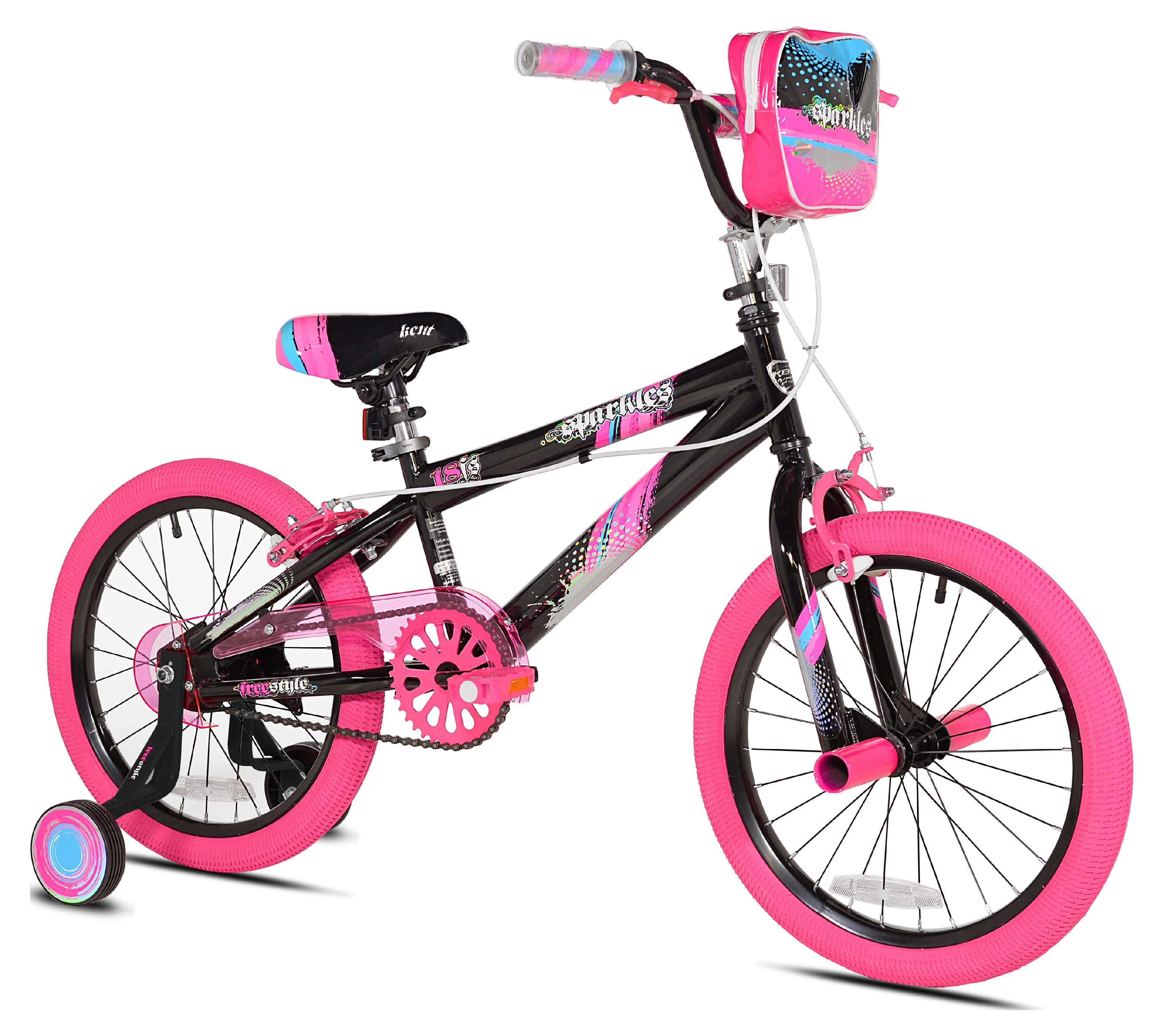 Kent Bicycles 18 inch Girl's Sparkles Bicycle, Black and Pink - Womvr