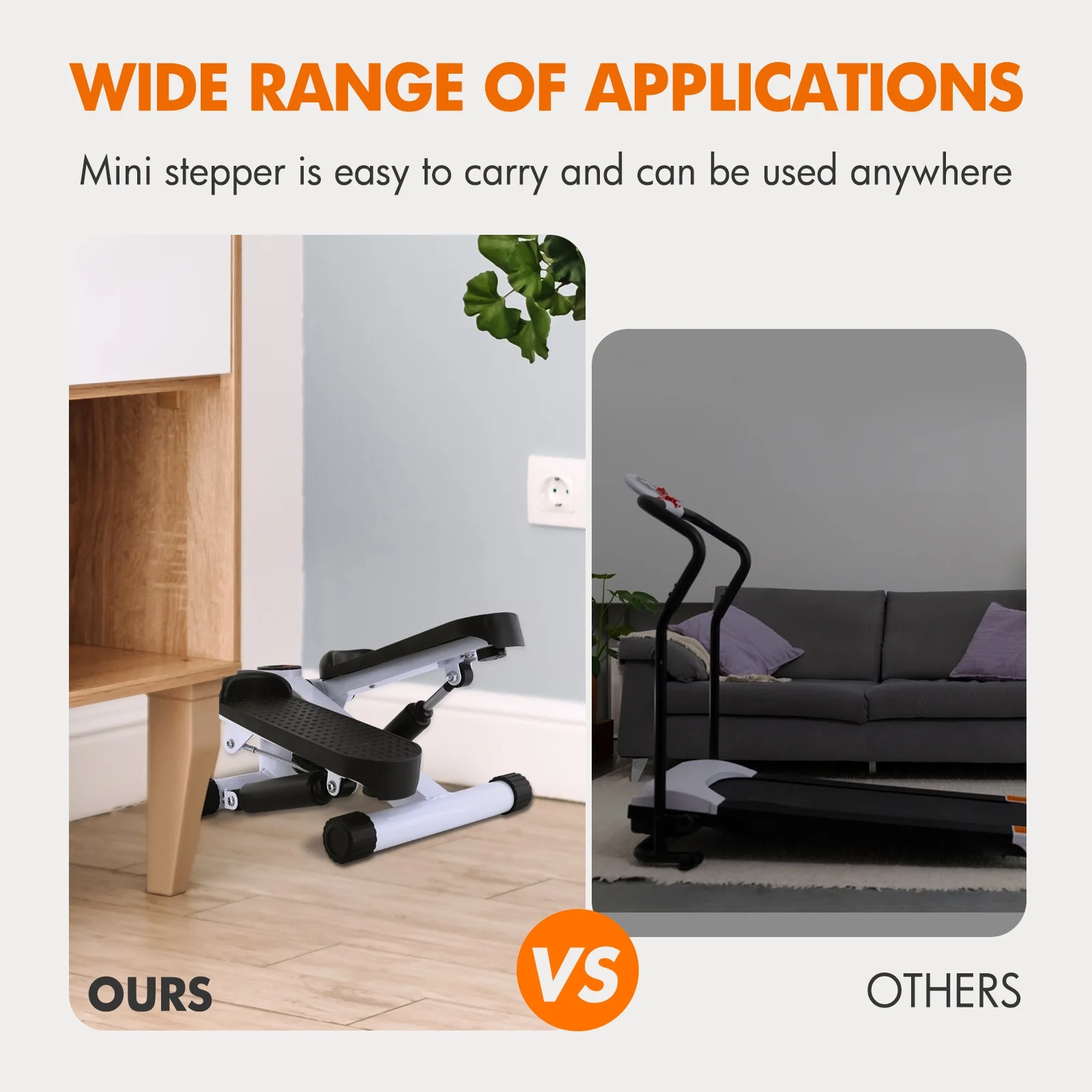 Mini Stepper Air Stair Climber Exercise Machine Health Aerobic Fitness Elliptical Trainers with Resistance Band LCD Display Gray - Womvr