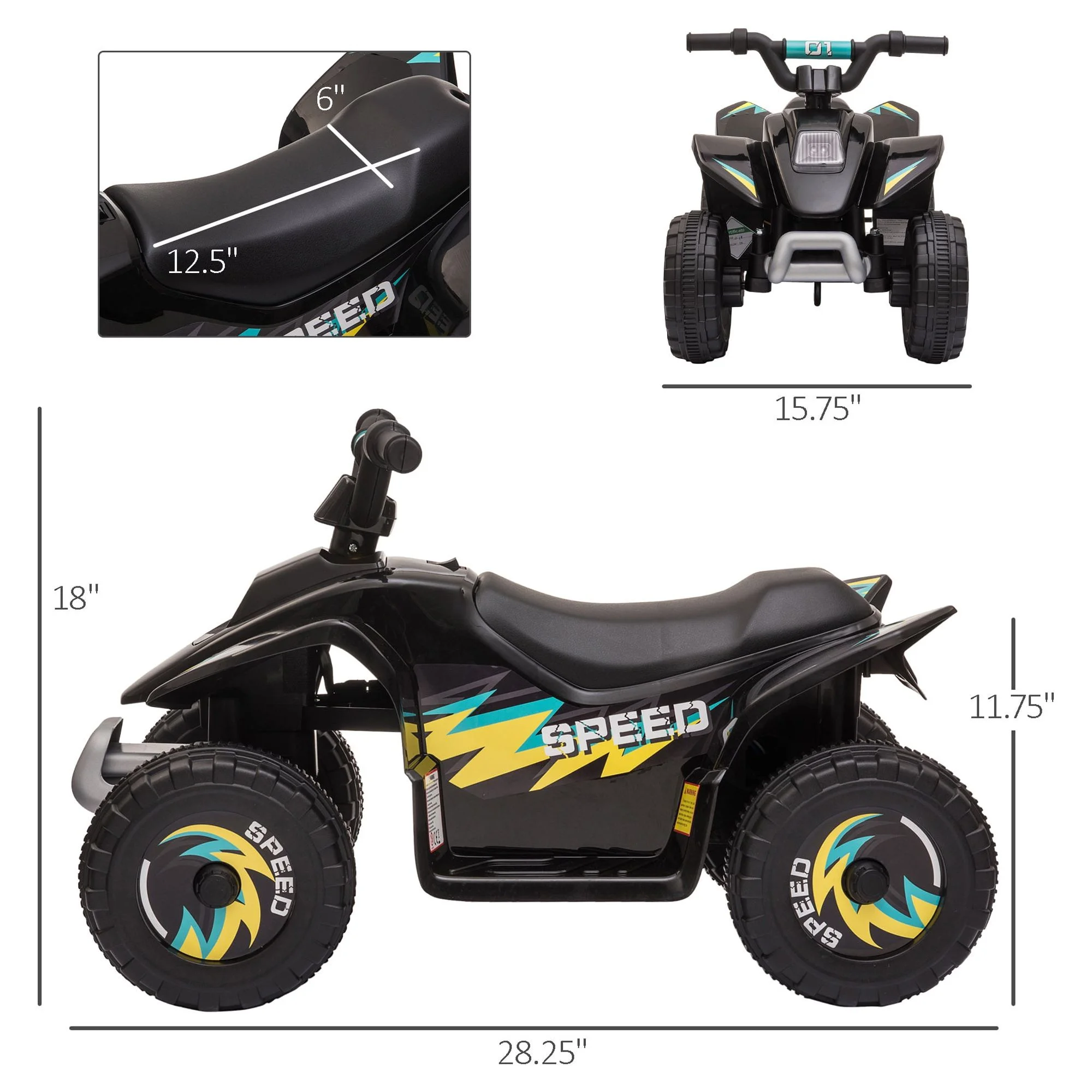 Aosom 6V Kids Electric Ride on Car with Big Wheels 18-36 Months Old - Womvr