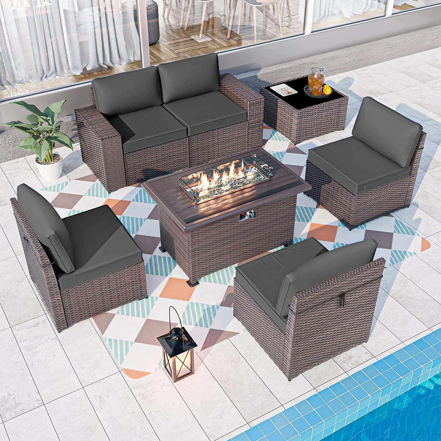 Gotland 13 Pieces Outdoor Patio Rattan Wicker Furniture Set with 43