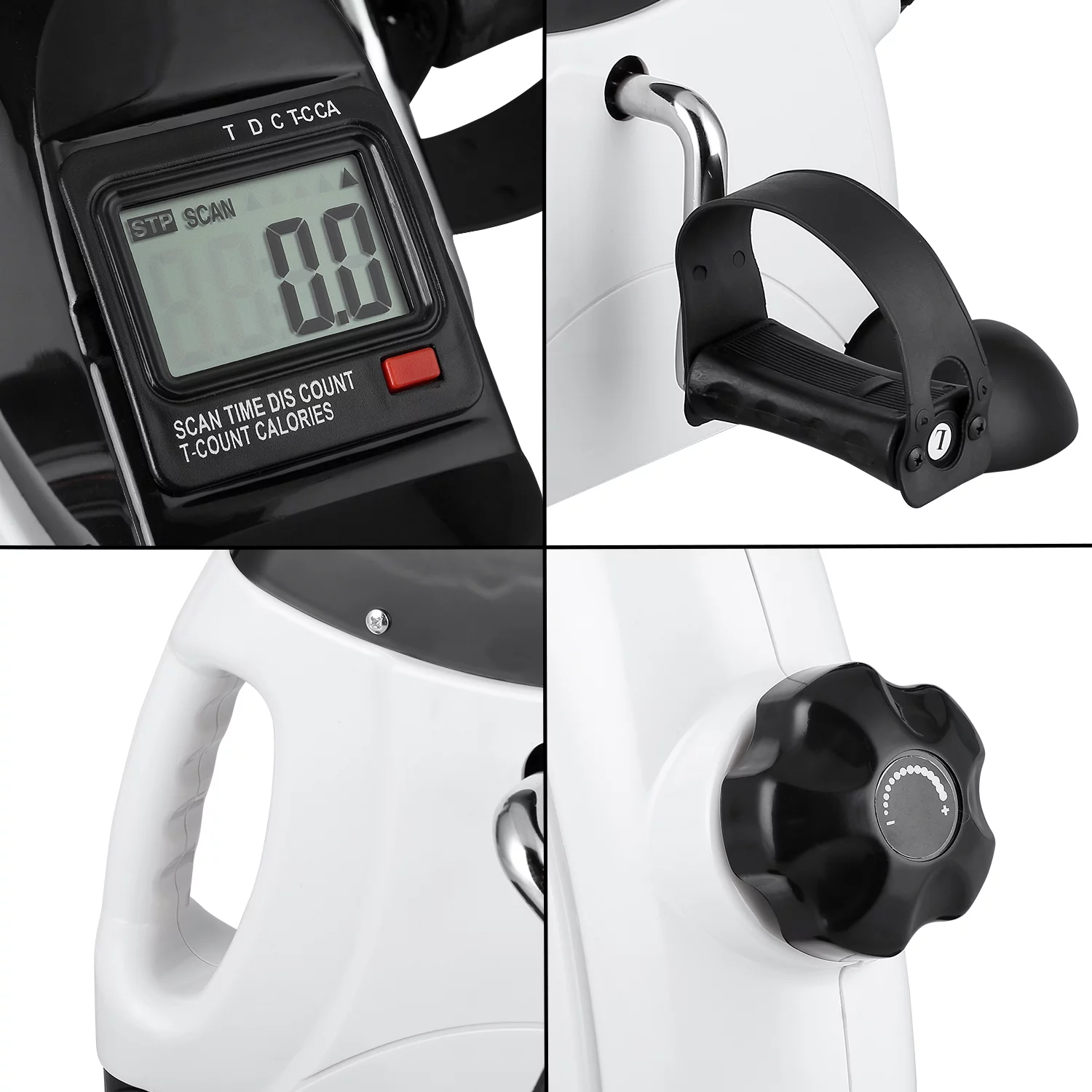 Himaly Exercise Bike, Under Desk Bike Pedal Exerciser, Portable Mini Trainer Bike with LCD Screen Displays, White - Womvr