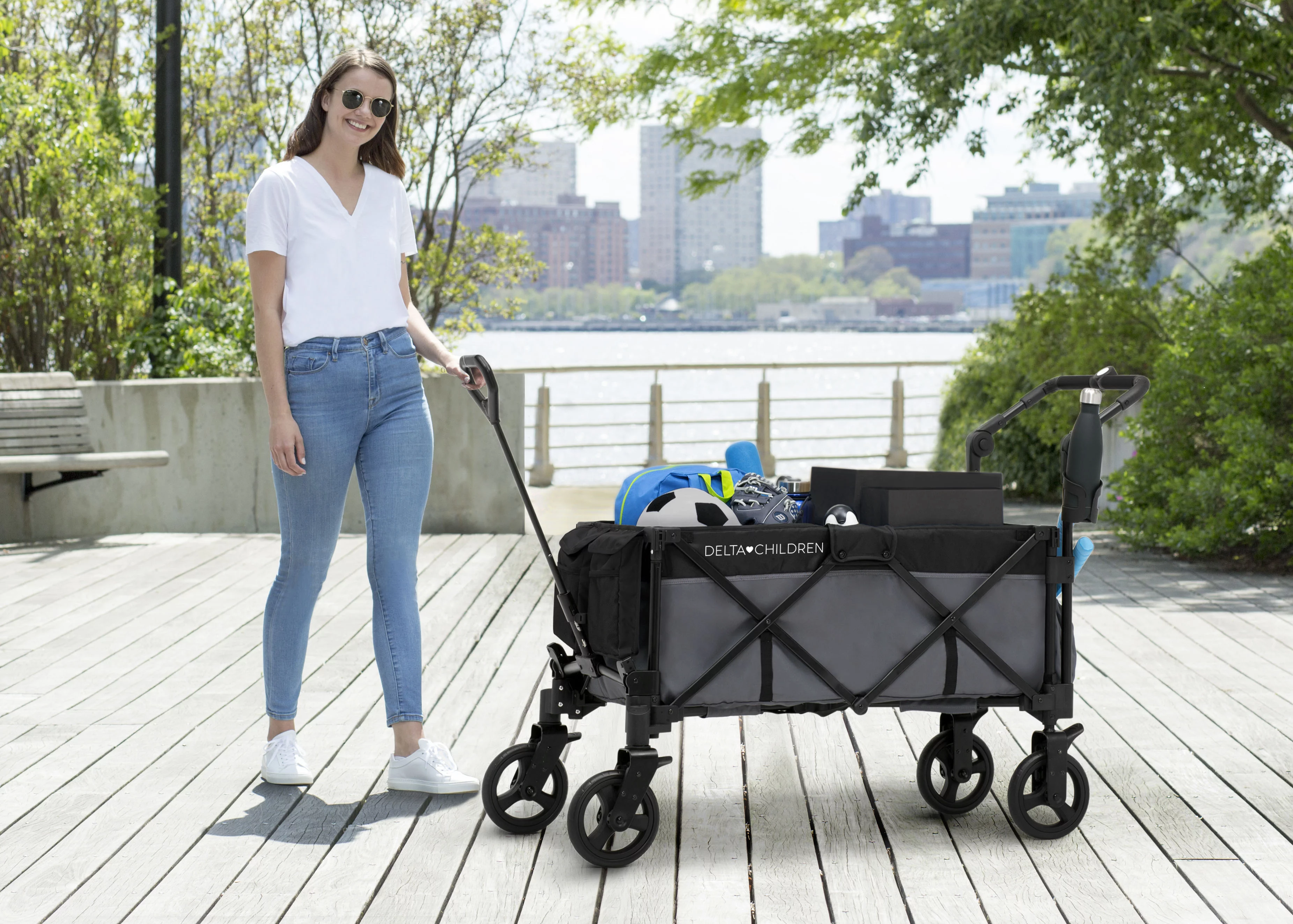 Delta Children Adventure Stroller Wagon, Grey/Black - Womvr