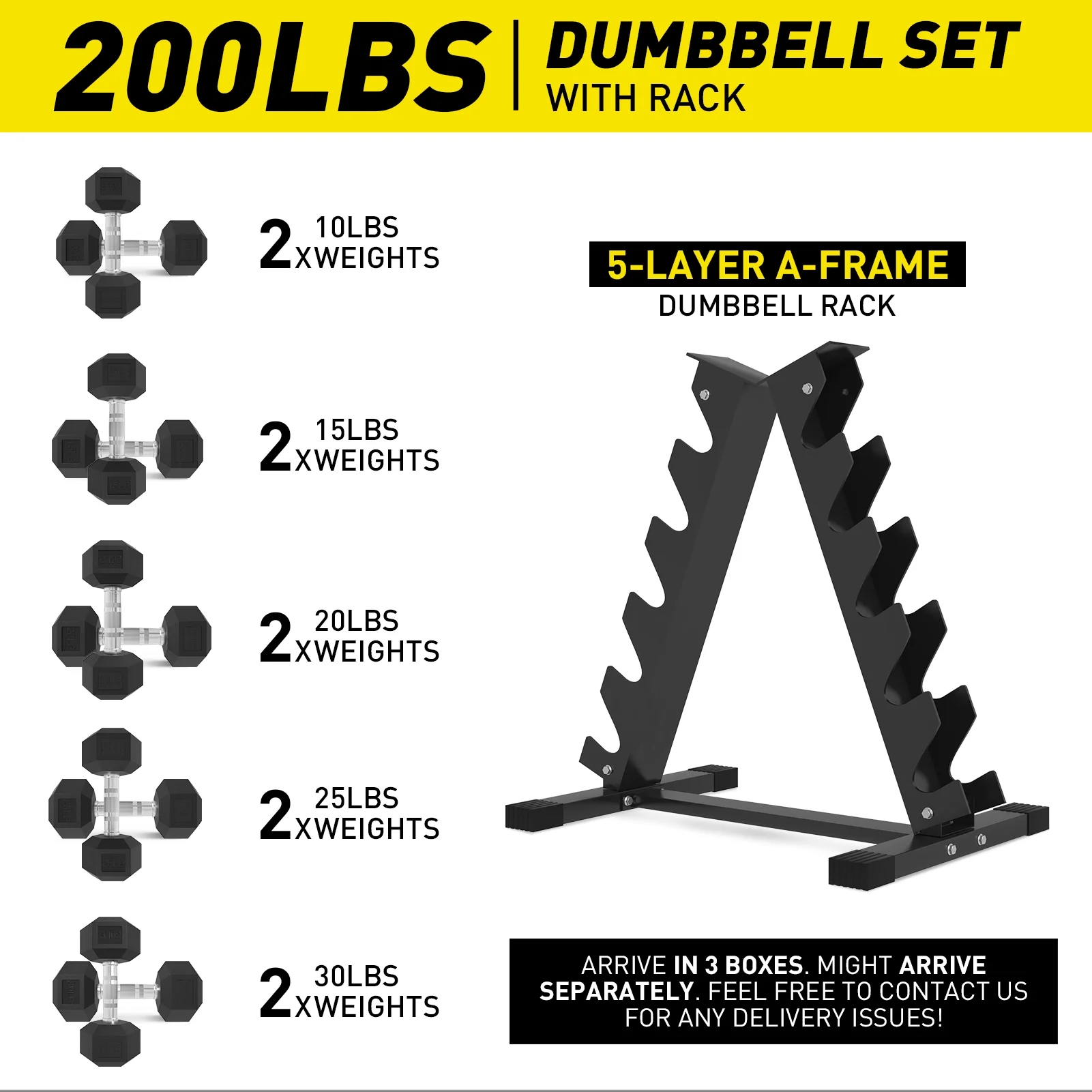 Mikolo Rubber Hex Dumbbell Set with Racks, Multiple Options in 160/200/380/450/550lbs, Strength Training Weight Set Home Gym - Womvr