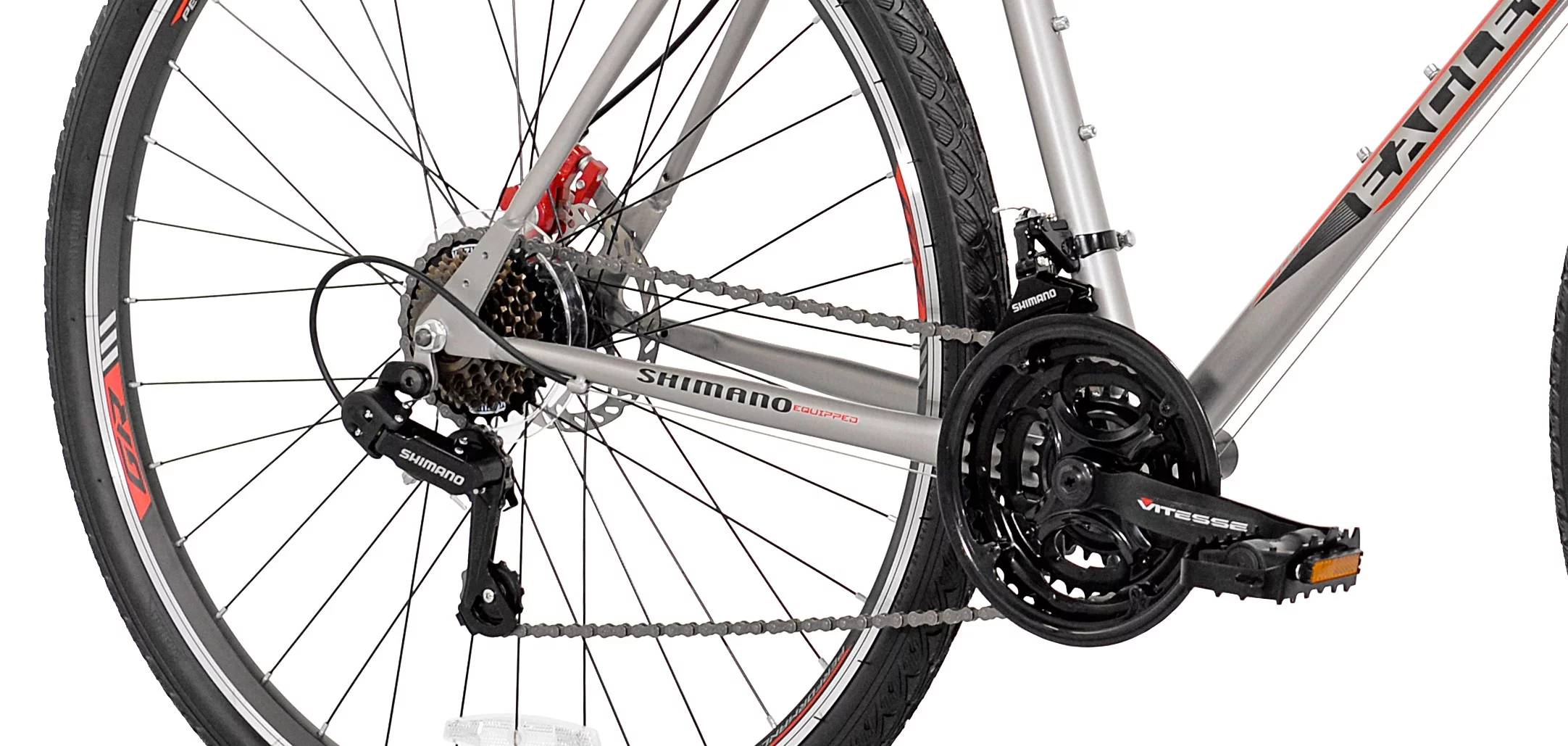 Kent Bicycles 700c Eagle Ridge Adventure Gravel Men's Large Bike, Silver, Red - Womvr