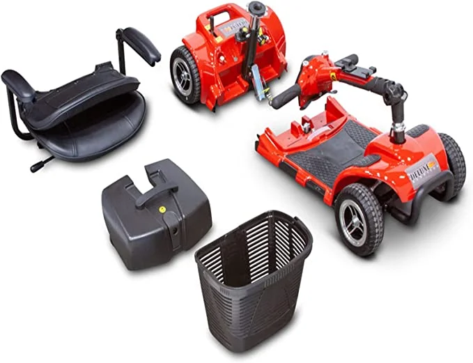 Deluxe Portable Long Range Electric Mobility Scooter, Easy Collapsible 300lbs Weight Capacity Travel Scooter Blue - Womvr