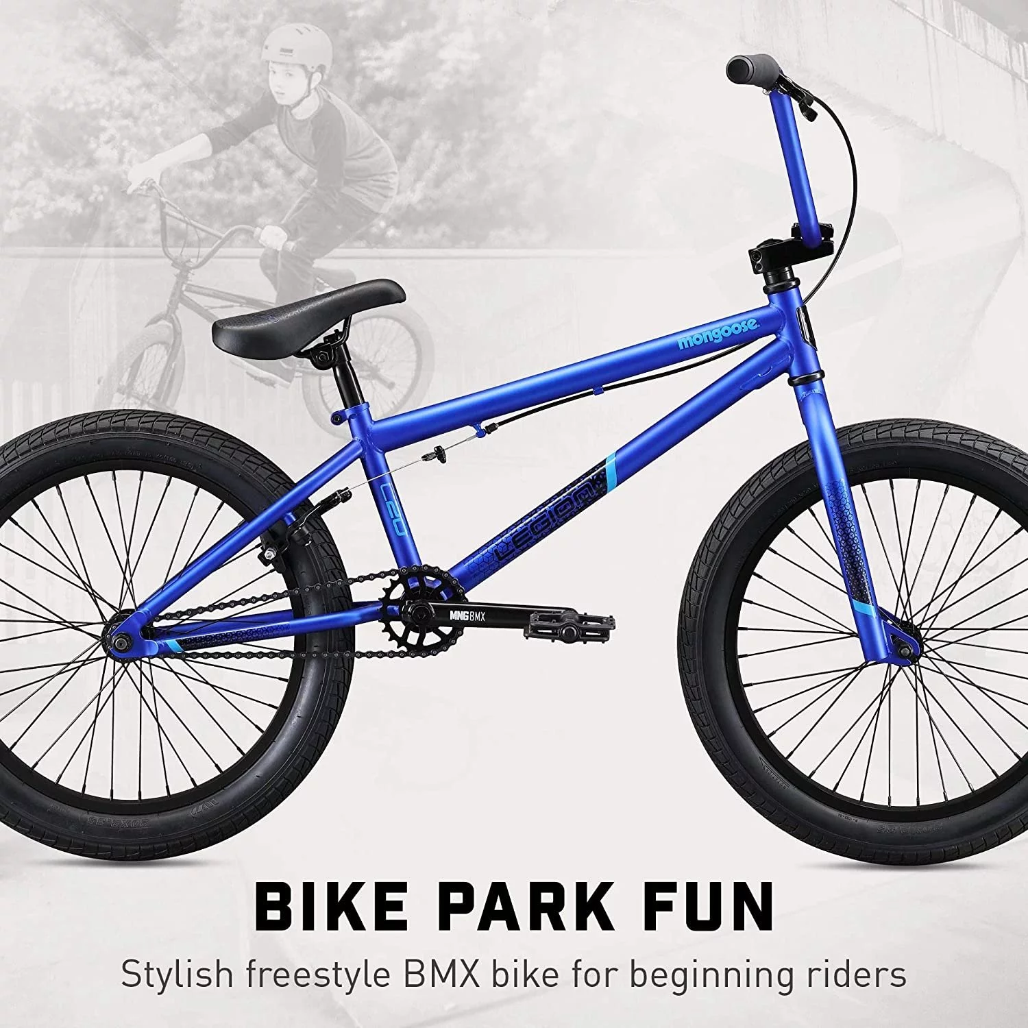 Mongoose Legion L20 Freestyle BMX Bike Line for Beginner-Level to Advanced Riders, Steel Frame, 20-Inch Wheels, Black - Womvr