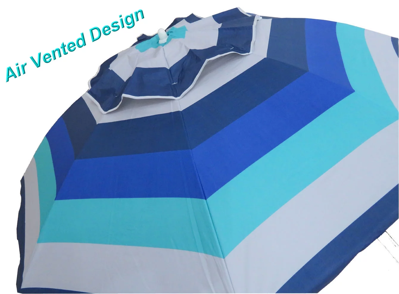 Mainstays 6 feet Beach Umbrella, Portable, Vented Canopy, UV Protection UPF 50+, Blue Stripe - Womvr