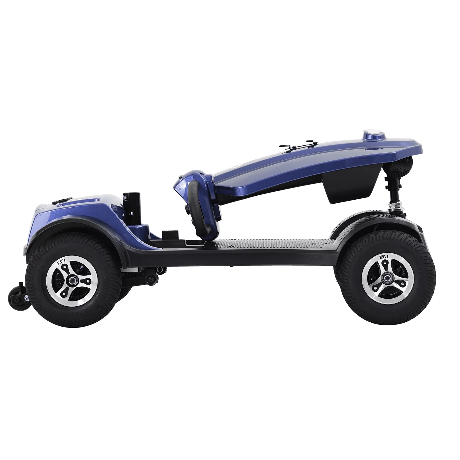 4-Wheel Mobility Scooter, Electric Powered Mobile Wheelchair Device for Adults, Folding and Compact Power Travel Scooters with Cup holders & USB charger port, Max Driving Range 16 Miles, Blue - Womvr