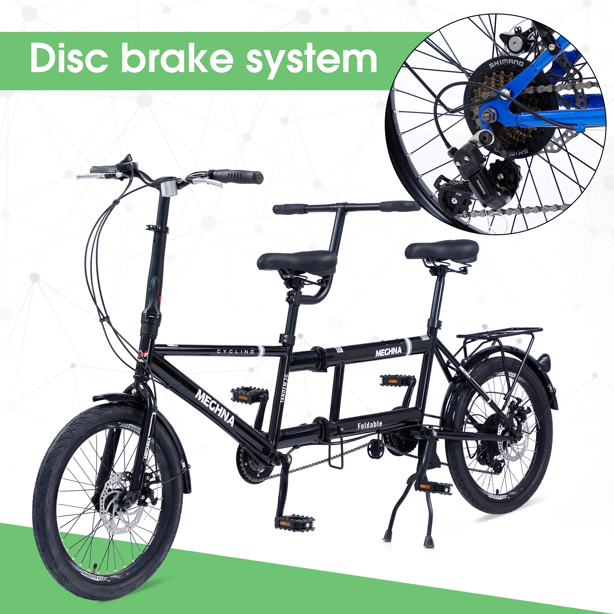 Meghna Tandem Bike 20 inches Wheels 2-Seater Shimano 7 Speed Folding Tandem Adult Beach Cruiser Orange - Womvr