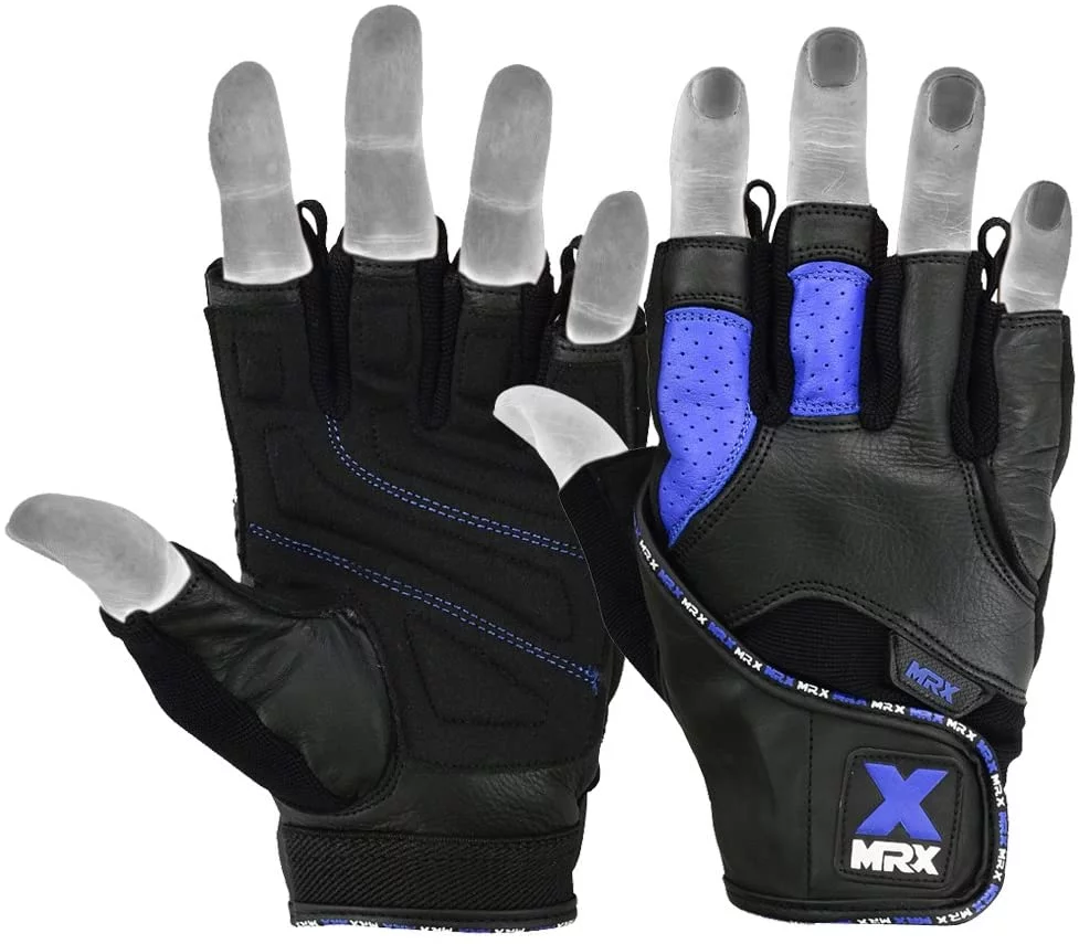 MRX Weight Lifting Gloves Gym Power Training Fitness Bodybuilding Glove Long Wrist Strap Black / Red M - Womvr