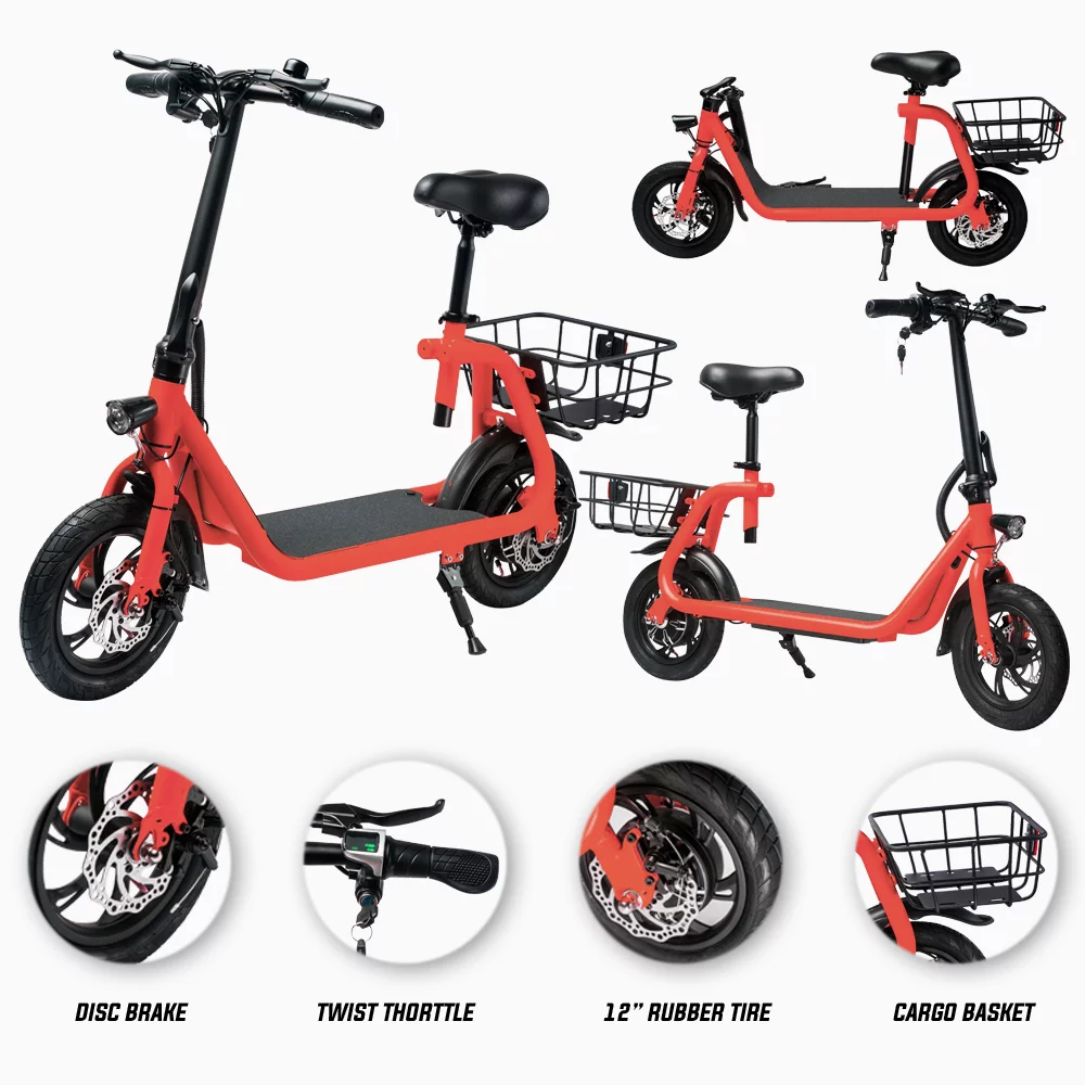 Cynetus Electric Bicycles Foldable Electric Scooter with Seat for Adults Electric Bike with Carry Basket - Womvr