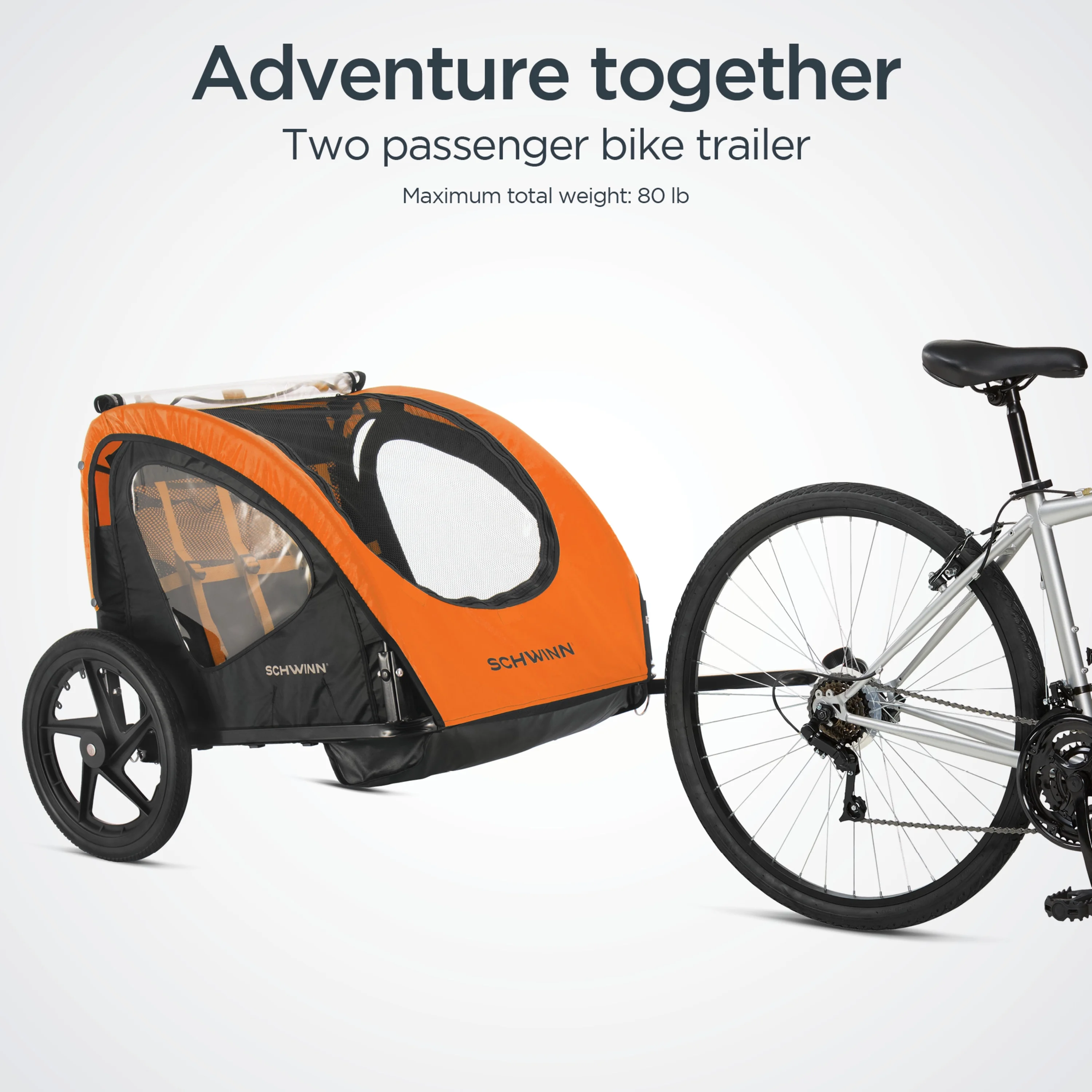 Schwinn Shuttle Foldable Bike Trailer for 2 Passengers, Blue & Black - Womvr