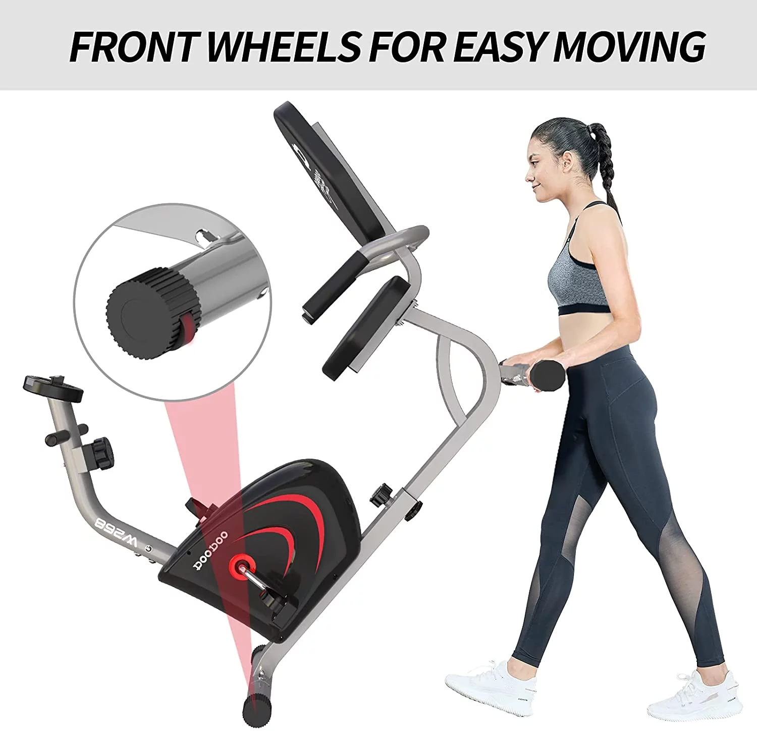 Pooboo Recumbent Exercise Bikes Sit Down Stationary Bicycle Magnetic Resistance Indoor Cycling Bike 360lb - Womvr