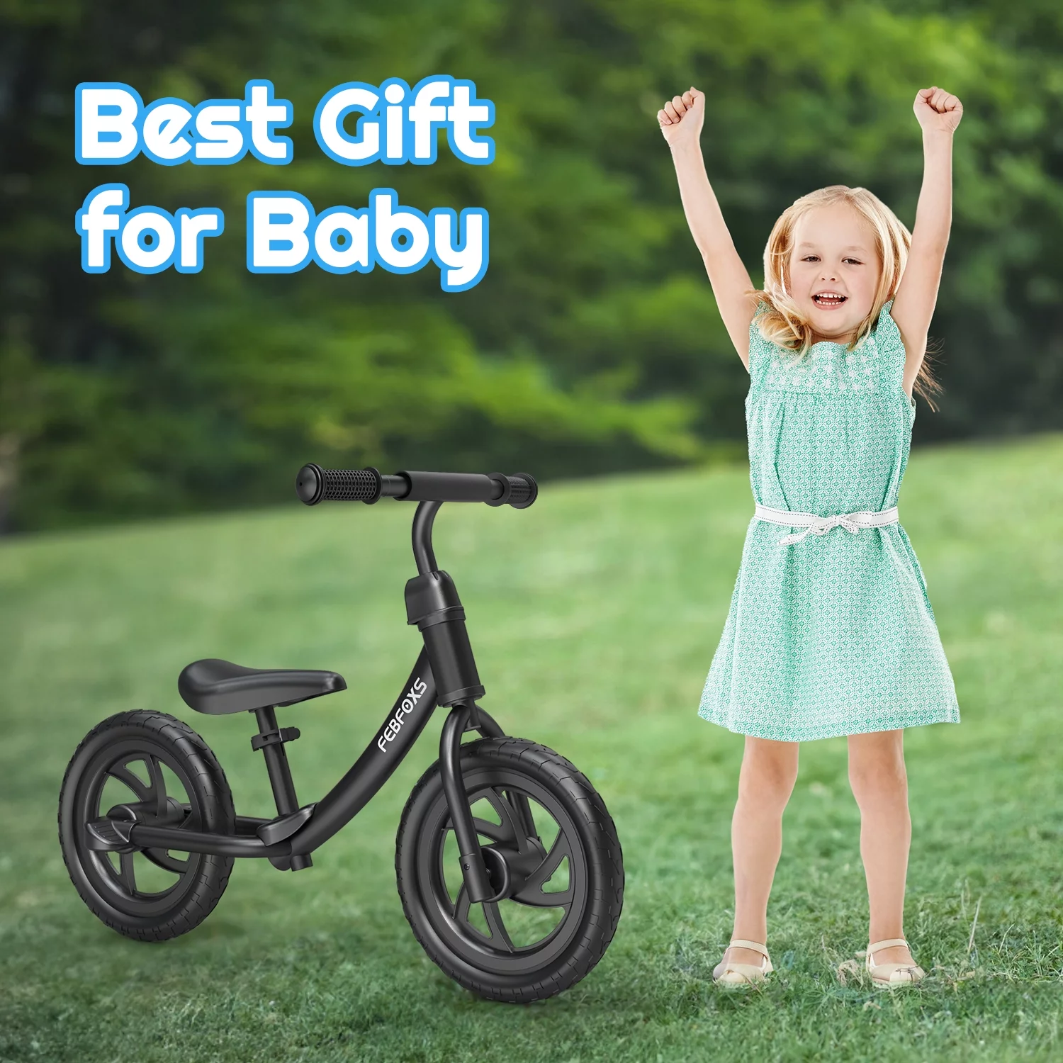 FEBFOXS Toddler Balance Bike, No Pedal Beginner Kids Balance Bike with Adjustable Seat Height, Push Balance Bike for 3-6 Years Old Boys Girls - Womvr