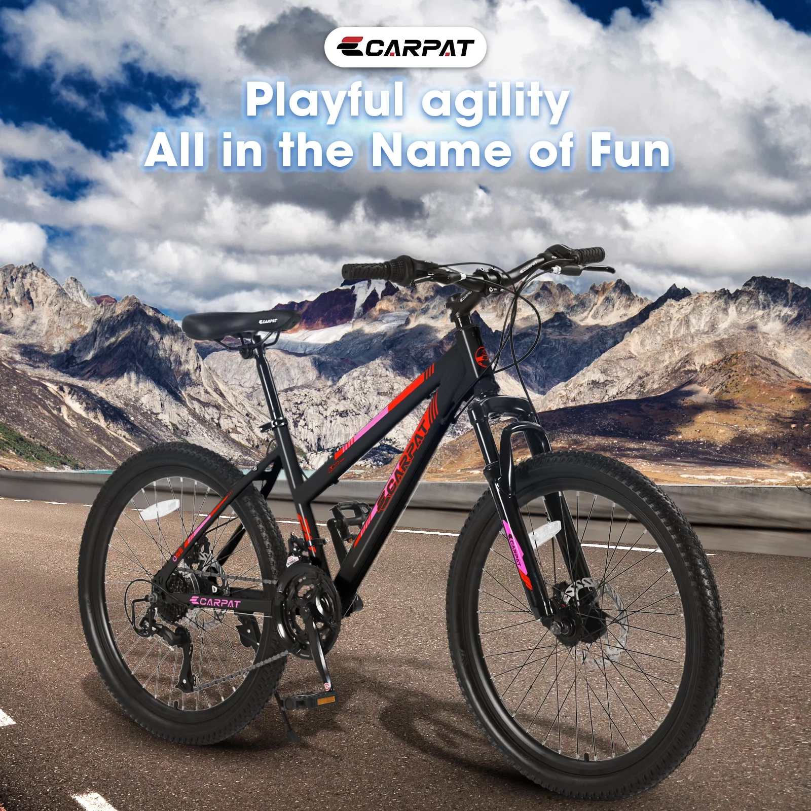 Arnahaishe Mountain Bike for Women Teenagers Girls, 26 inch Wheel, Shimano 21 Speed, Dual Disc Brake Front Suspension Outdoor Cycling Bicycle, Pink - Womvr