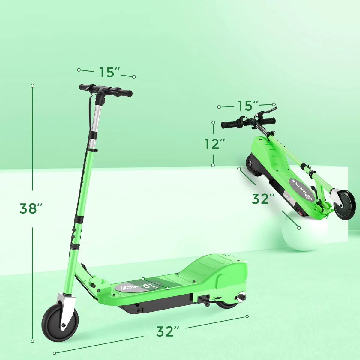 Maxtra Scooters E100 Folding Electric Scooter with Adjustable Handlebar for Kids Ages 6-12, up to 10 MPH, 155 Lbs. Max Load - Womvr