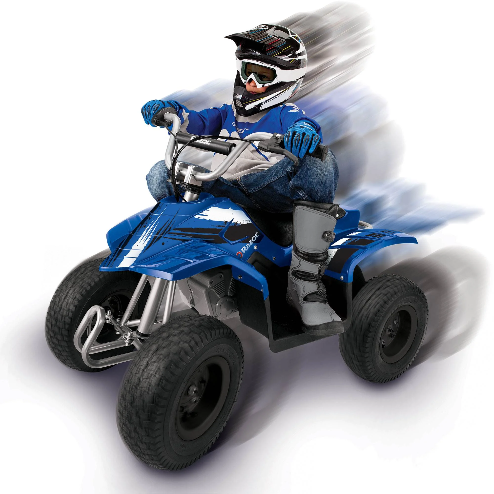 Razor Kids Electric Off Road Mini Dirt Quad Bike 4 Wheeler ATV 24 Volt, Blue - Womvr