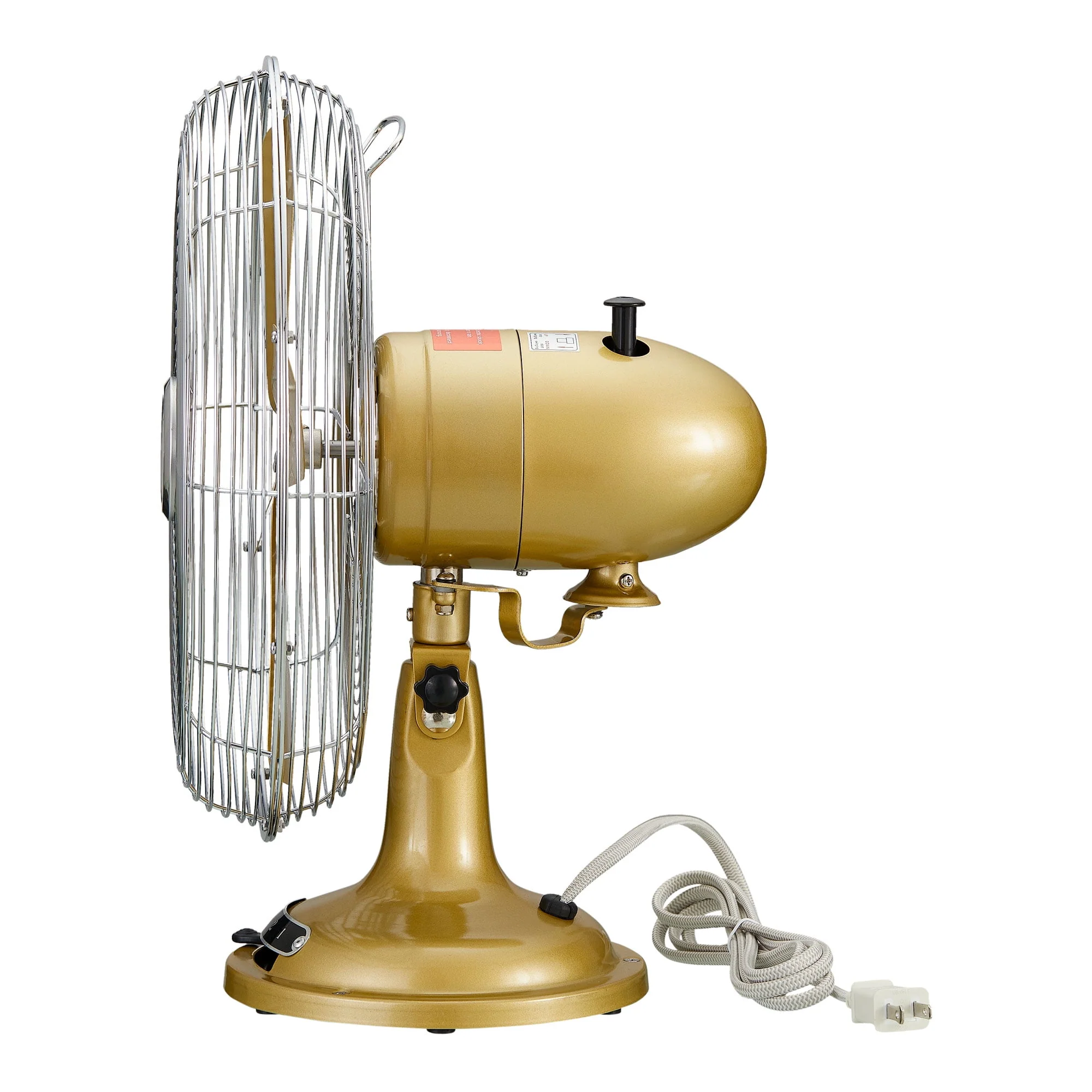 Better Homes & Gardens New 12 inch Retro 3-Speed Metal Tilted-Head Oscillation Table Fan Gold - Womvr