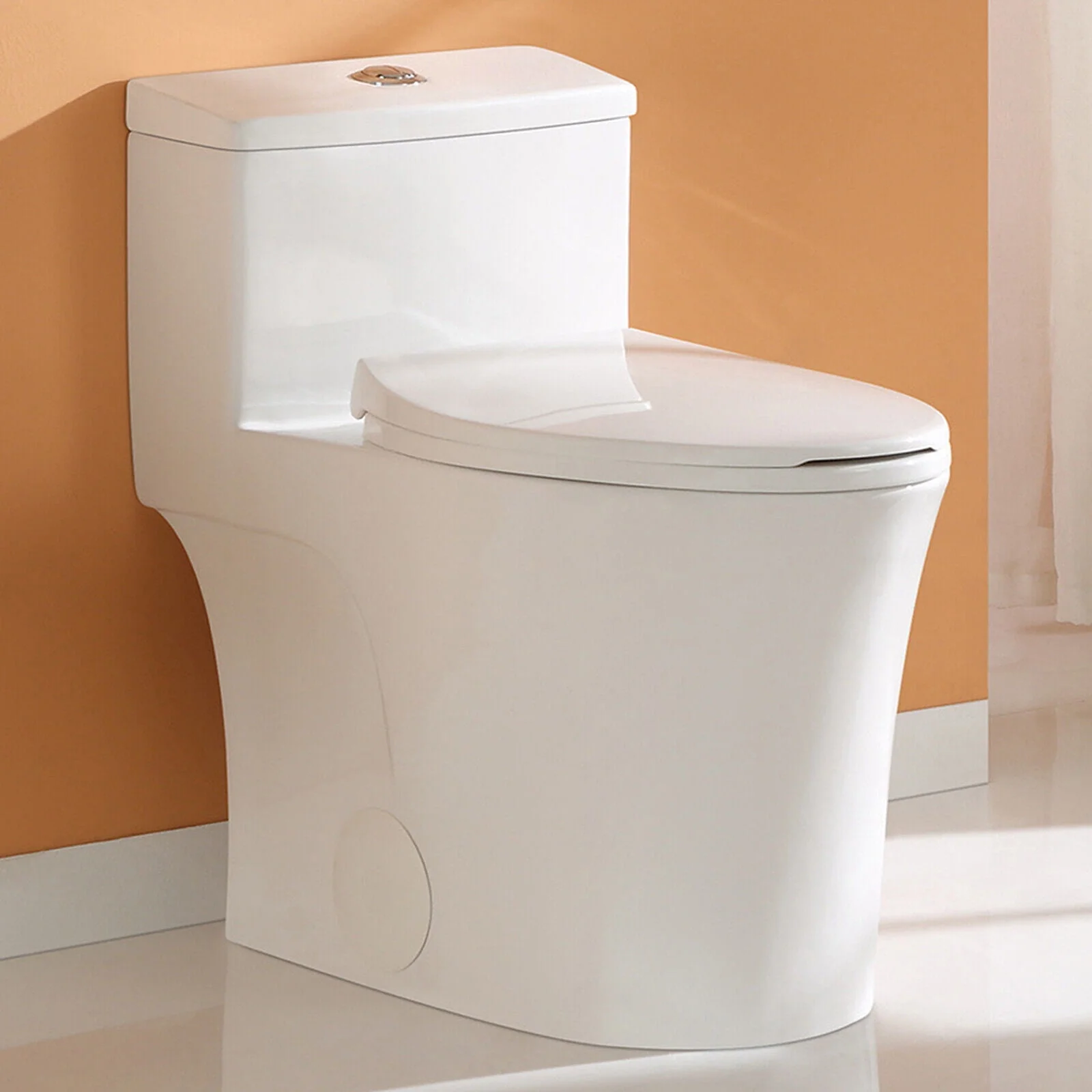 HOROW T0338W Elongated One Piece Toilet with Comfort Chair Seat ADA Height 17.3