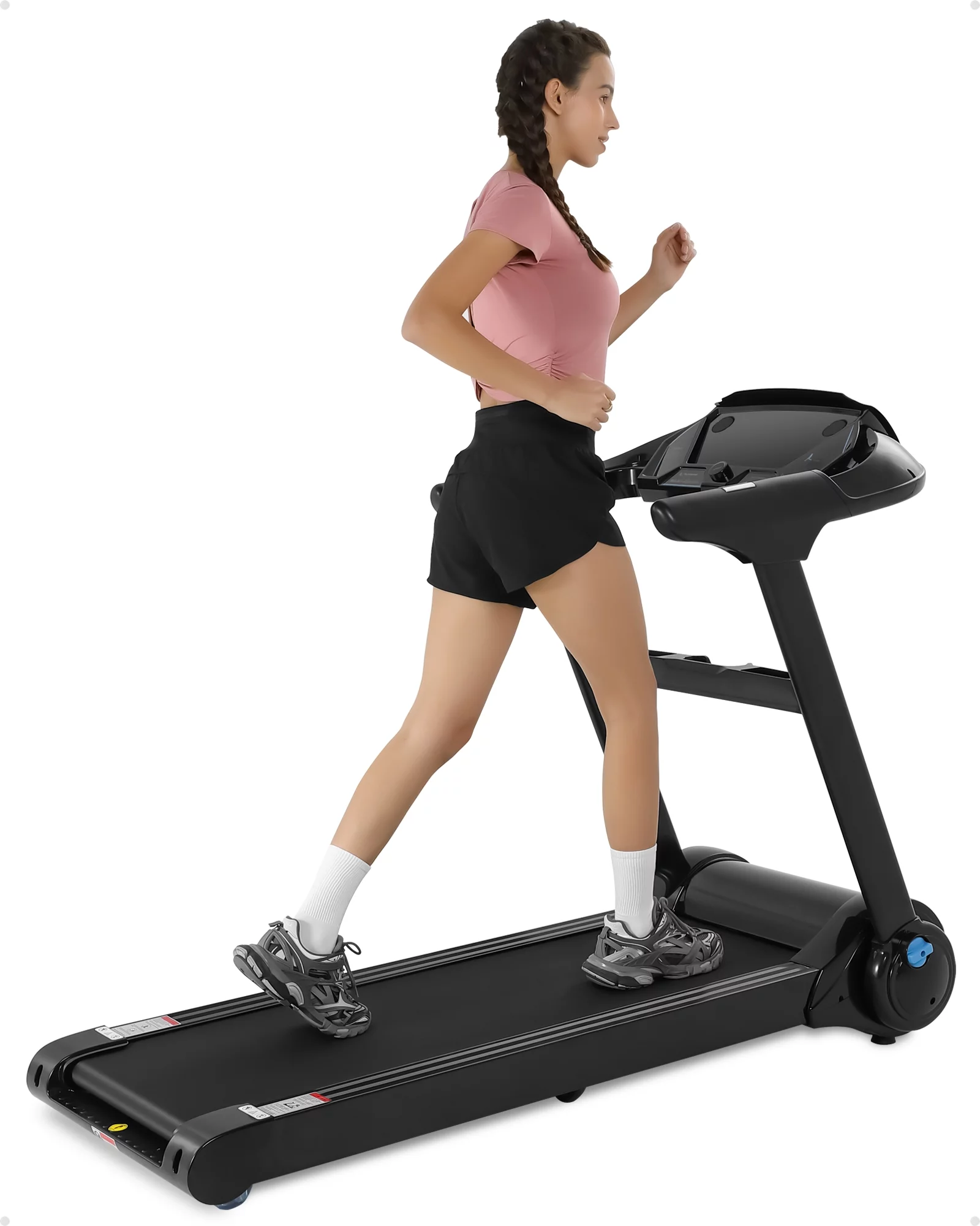 Yiwa Folding Treadmill, 0.6-8.7mph, Max 400lb Weight Capacity, Electric Treadmill with LCD Monitor & Pulse Detection - Womvr