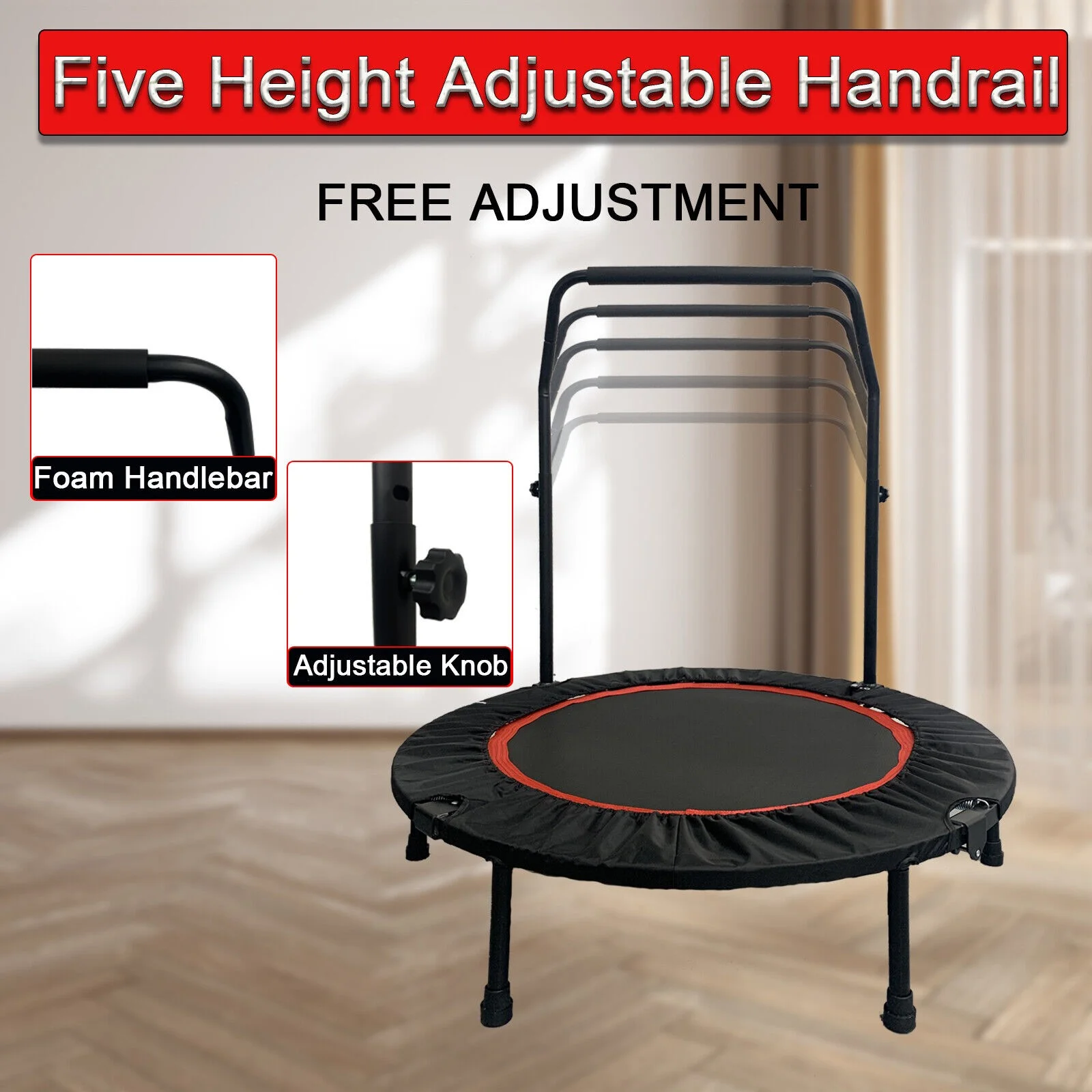 PRIJESSE 660lbs Mini Trampoline for Adults, Indoor Small Rebounder Exercise Trampoline for Workout Fitness for Quiet and Safely Cushioned Bounce, 40 Inch - Womvr