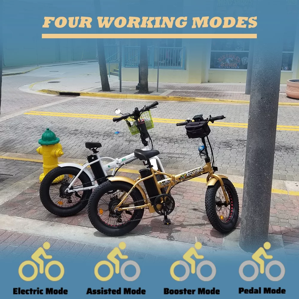ECOTRIC 20 Inch Fat Tire e-Bike 500W 48V Foldable frame Pedal Assist Commute Bike 7 Speed A-E516646 - Womvr