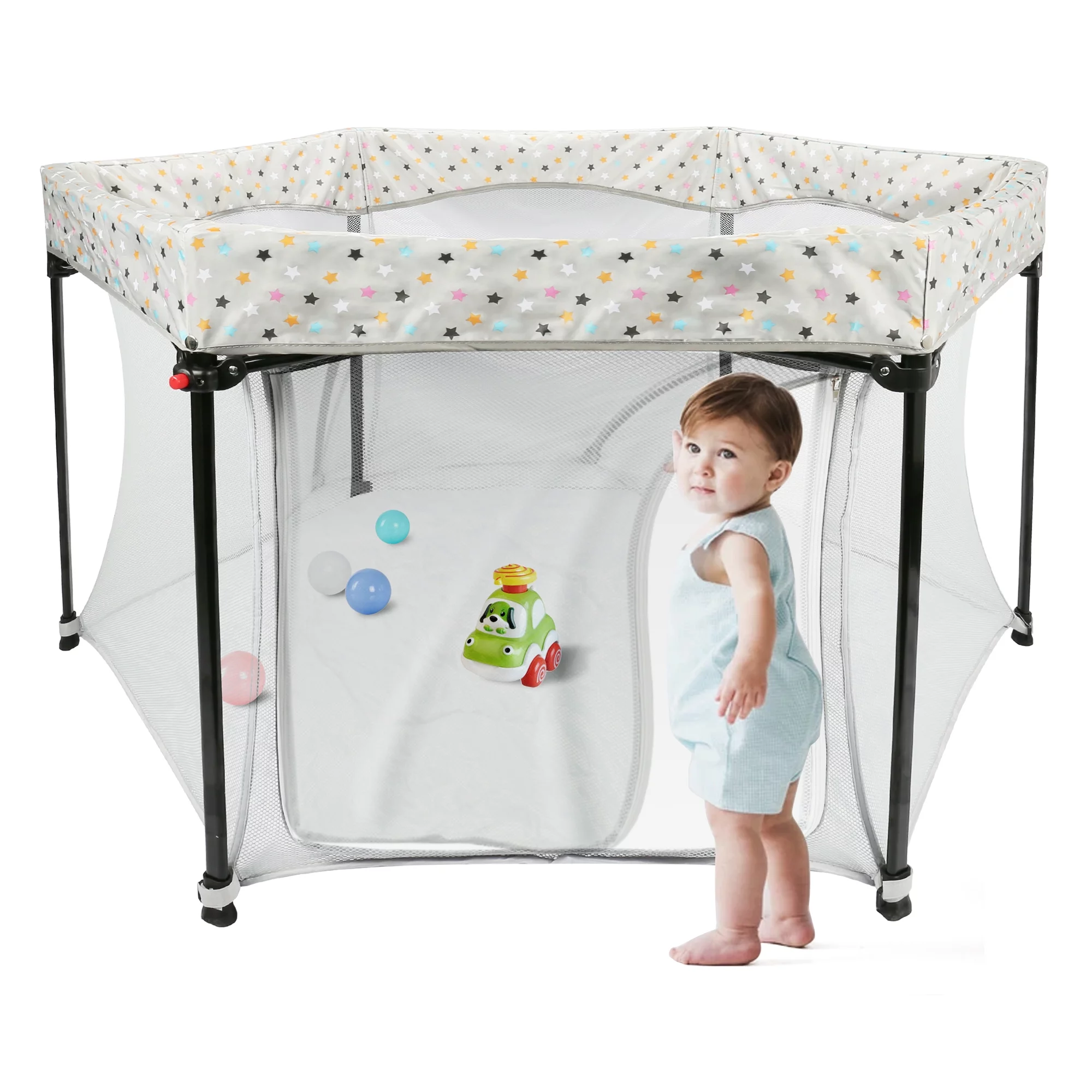 AGPTEK Portable Playard in Baby, Collapsible Playpen with Zipper Door for Indoor & Outdoor Travel - Womvr