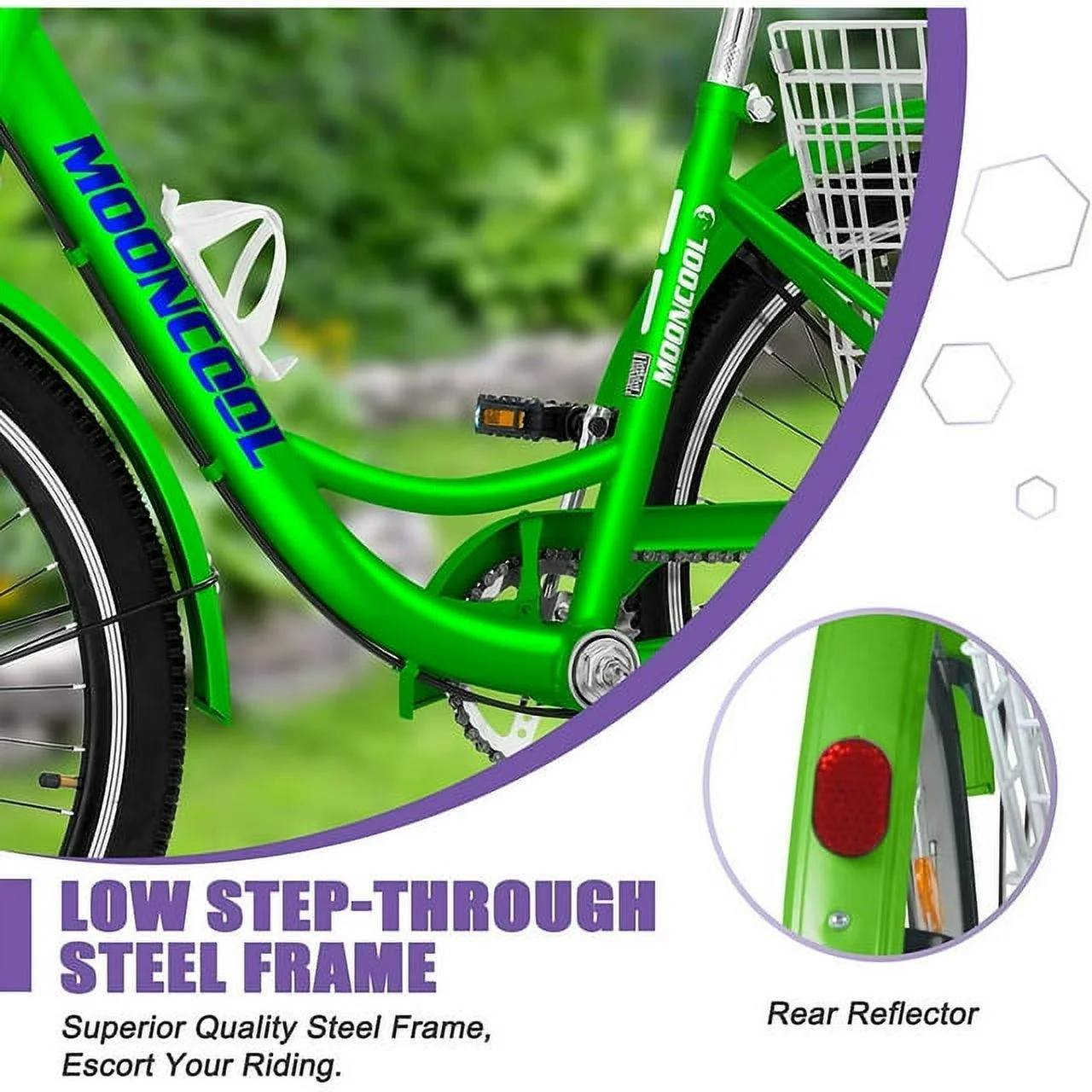 Lilypelle Adult Tricycles 7 Speed 20/24/26 Inch Three Wheel Bike Cruiser Trike with Low-Step Through Frame/Large Basket for Men, Women, Seniors - Womvr