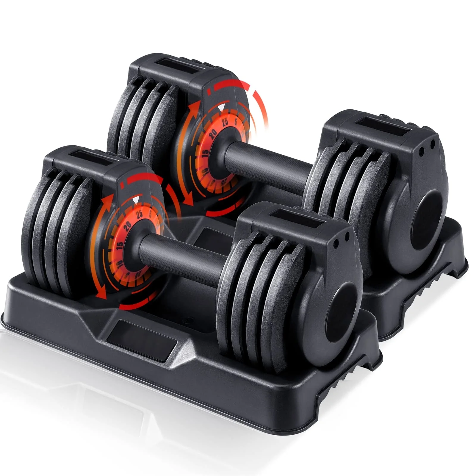 SKOK 11-55 lbs Adjustable Dumbbells Weight Set, Pair, Gym Exercise and Workout Fitness, Black - Womvr