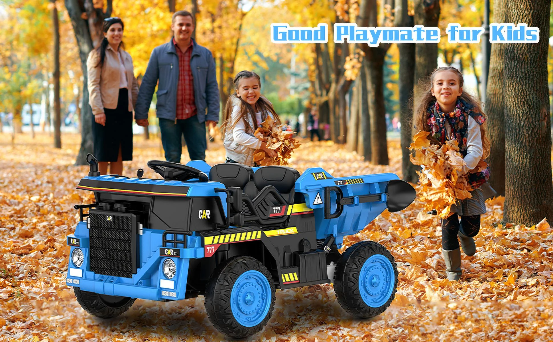 TOKTOO 12Volt Powered Ride on Toy Car for Girls Boys, Dump Truck w/ Electric Dump Bed, Remote Control, Music Player, 1 Seater Electric Car-Ochre Yellow - Womvr