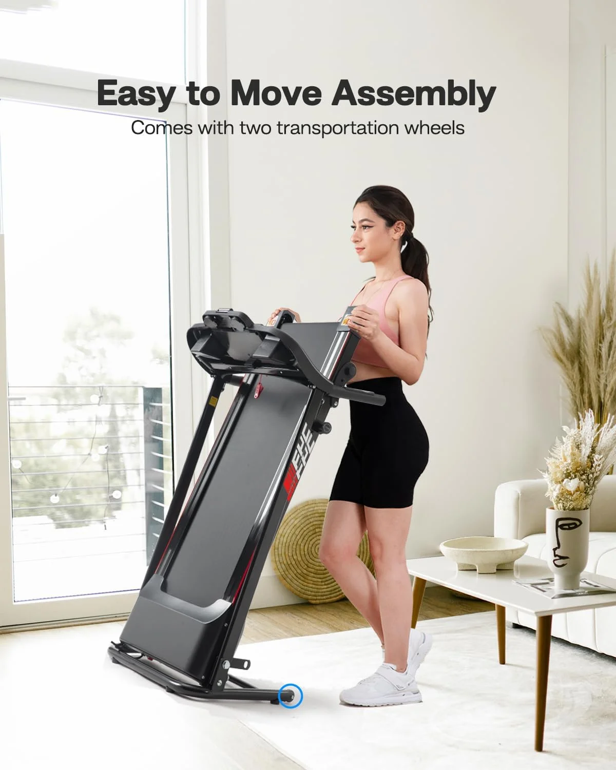 Foldable Treadmill with Incline and Bluetooth, 2.5HP Electric Folding Treadmill Running Walking Machine for Home Gym, Max 265 LBS Weight Capacity - Womvr