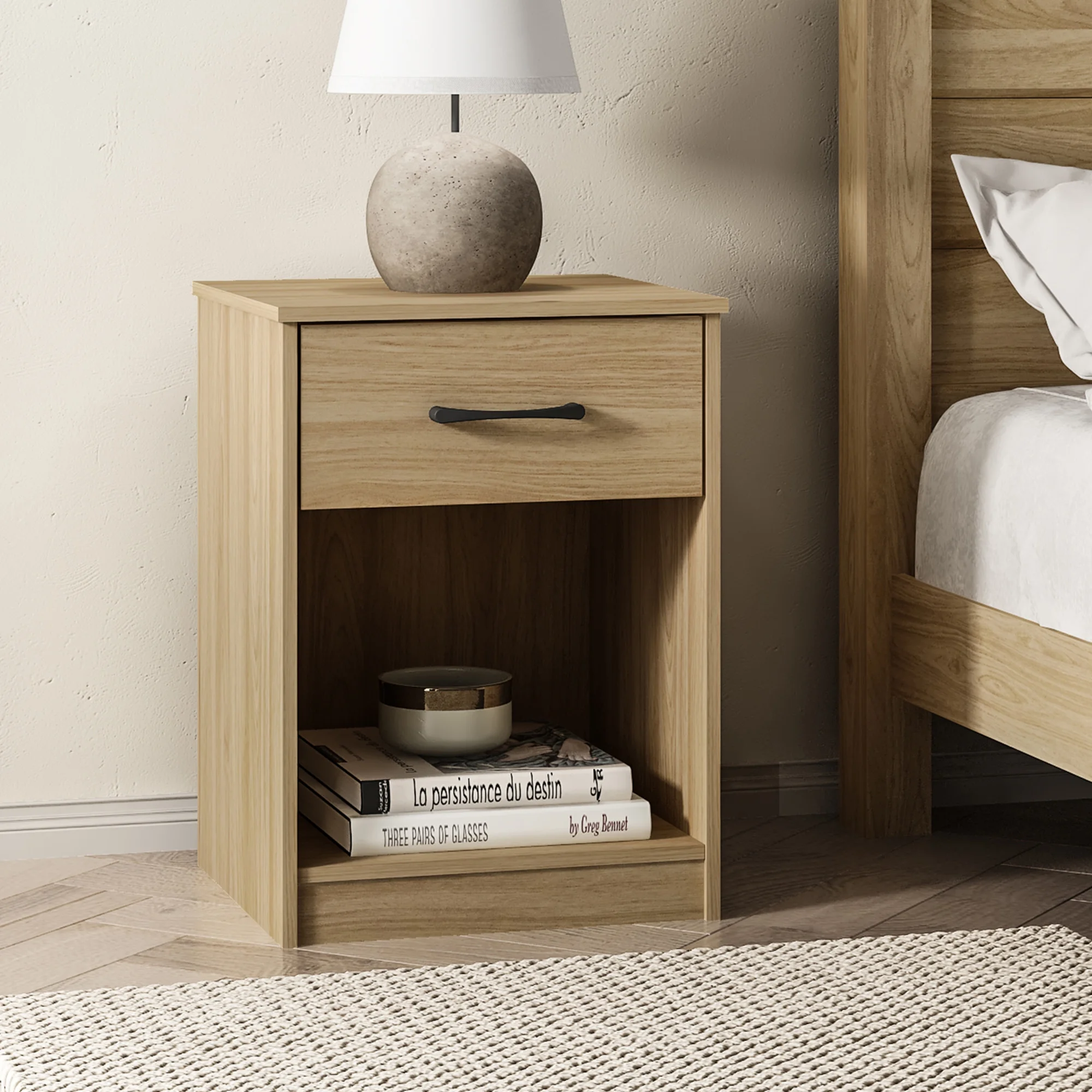 Mainstays Ardent Nightstand with 1 Drawer, White - Womvr