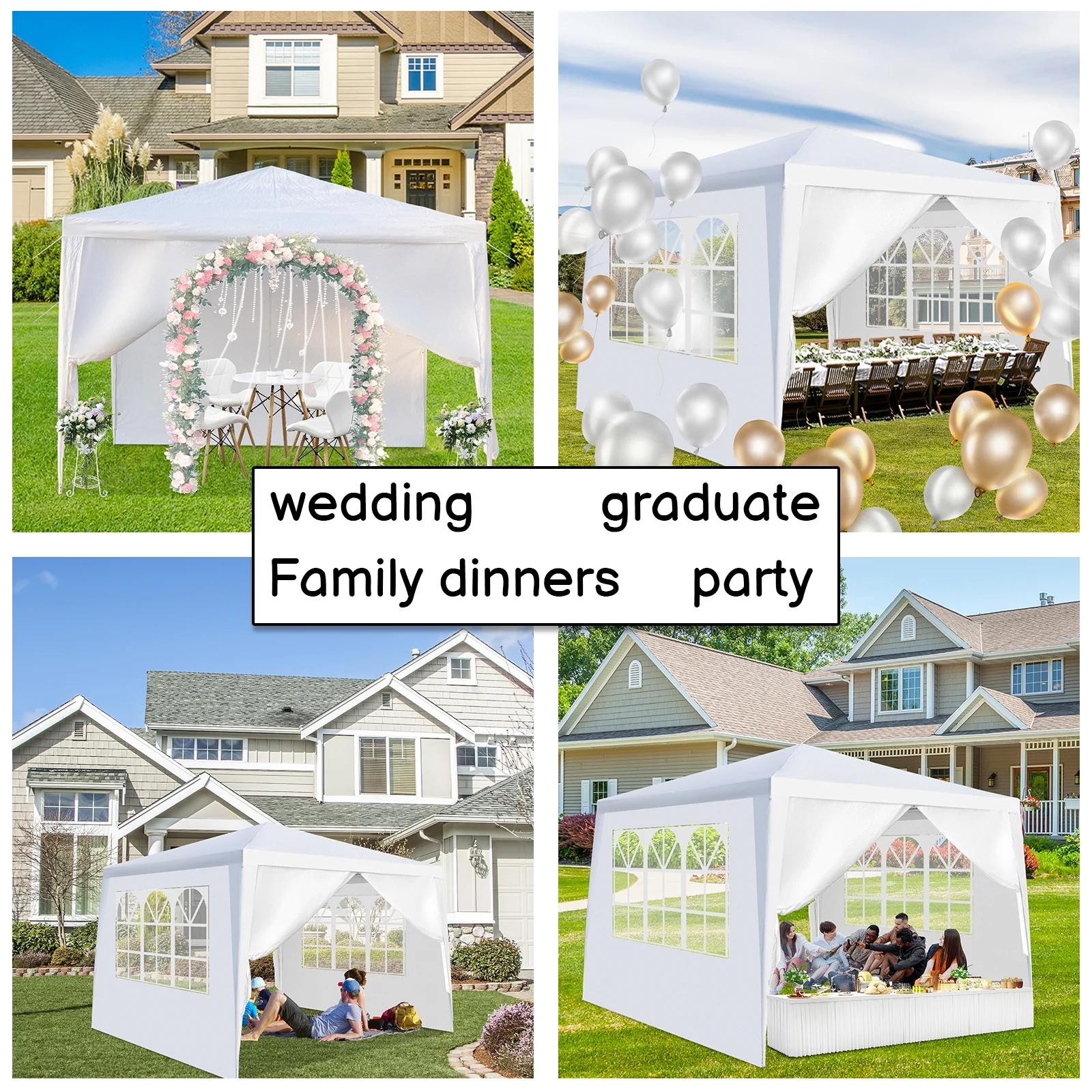 UBesGoo 10' x 10' Canopy Waterproof Party Tent Practical Outdoor Tent for Parties White - Womvr