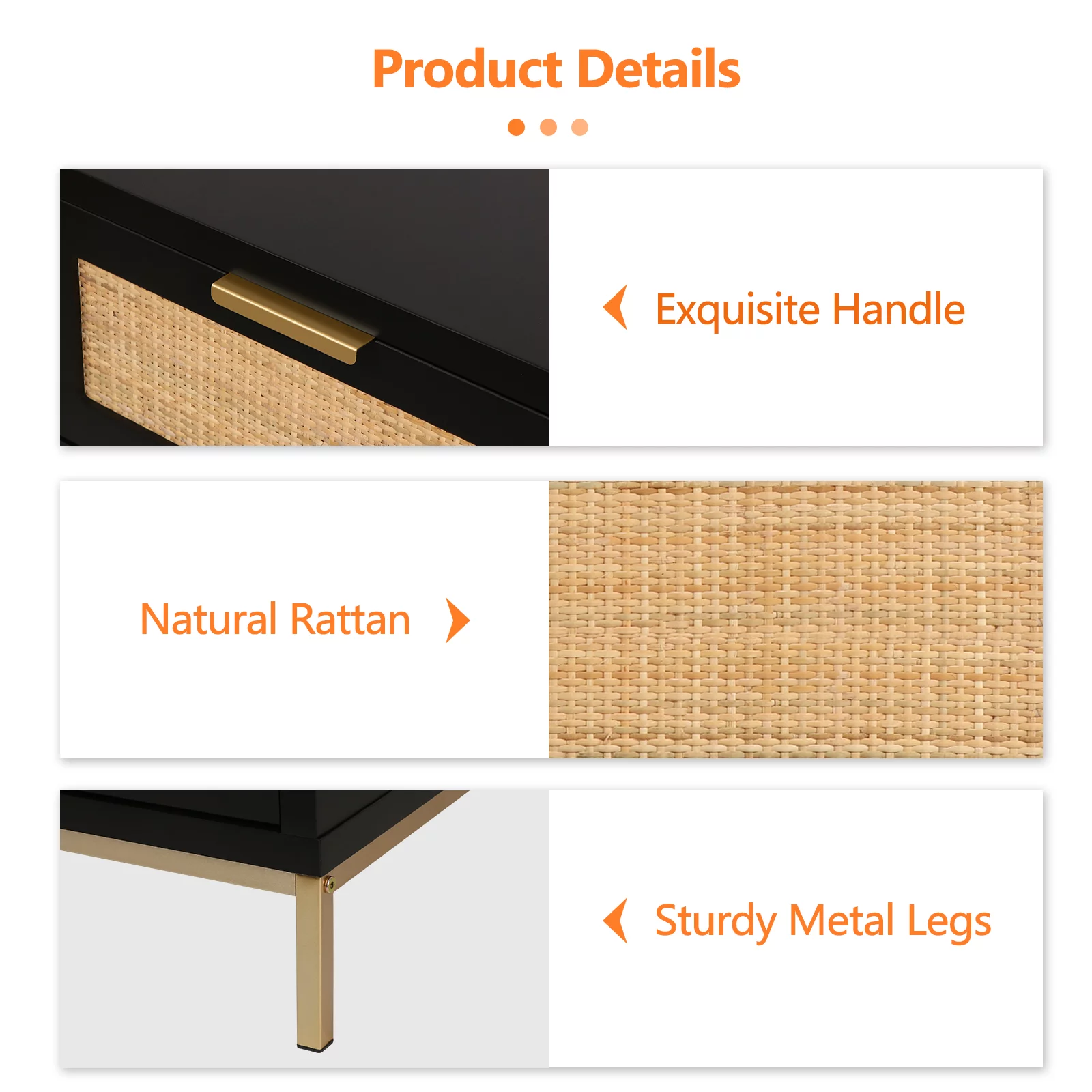 Eumyviv Modern Farmhouse Nightstands with 2 Rattan Drawer,Wood Bedside Table Storage Cabinet for Bedroom, Living Room,Natural Oak H0021 - Womvr