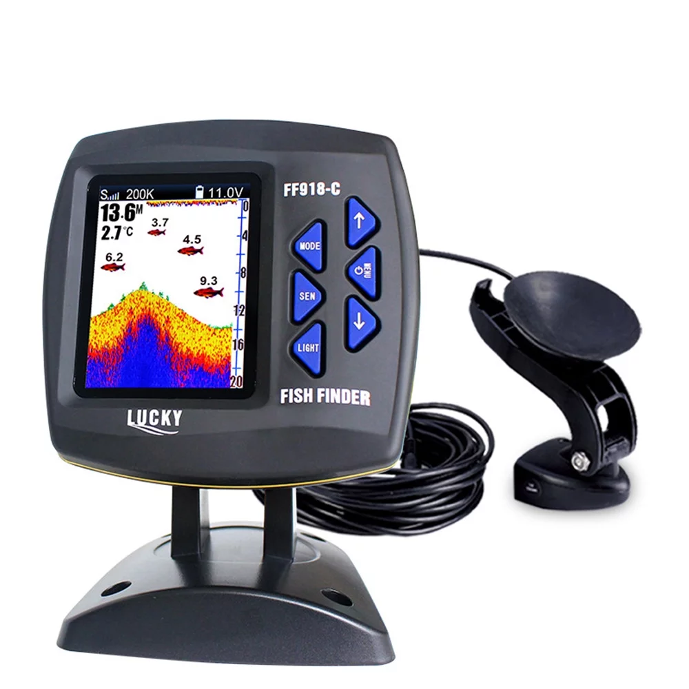 Festnight FF918-C100DS Color Screen Wired Fish Finder Dual Frequency 328ft/100m Water Depth Boat Fish Finder - Womvr