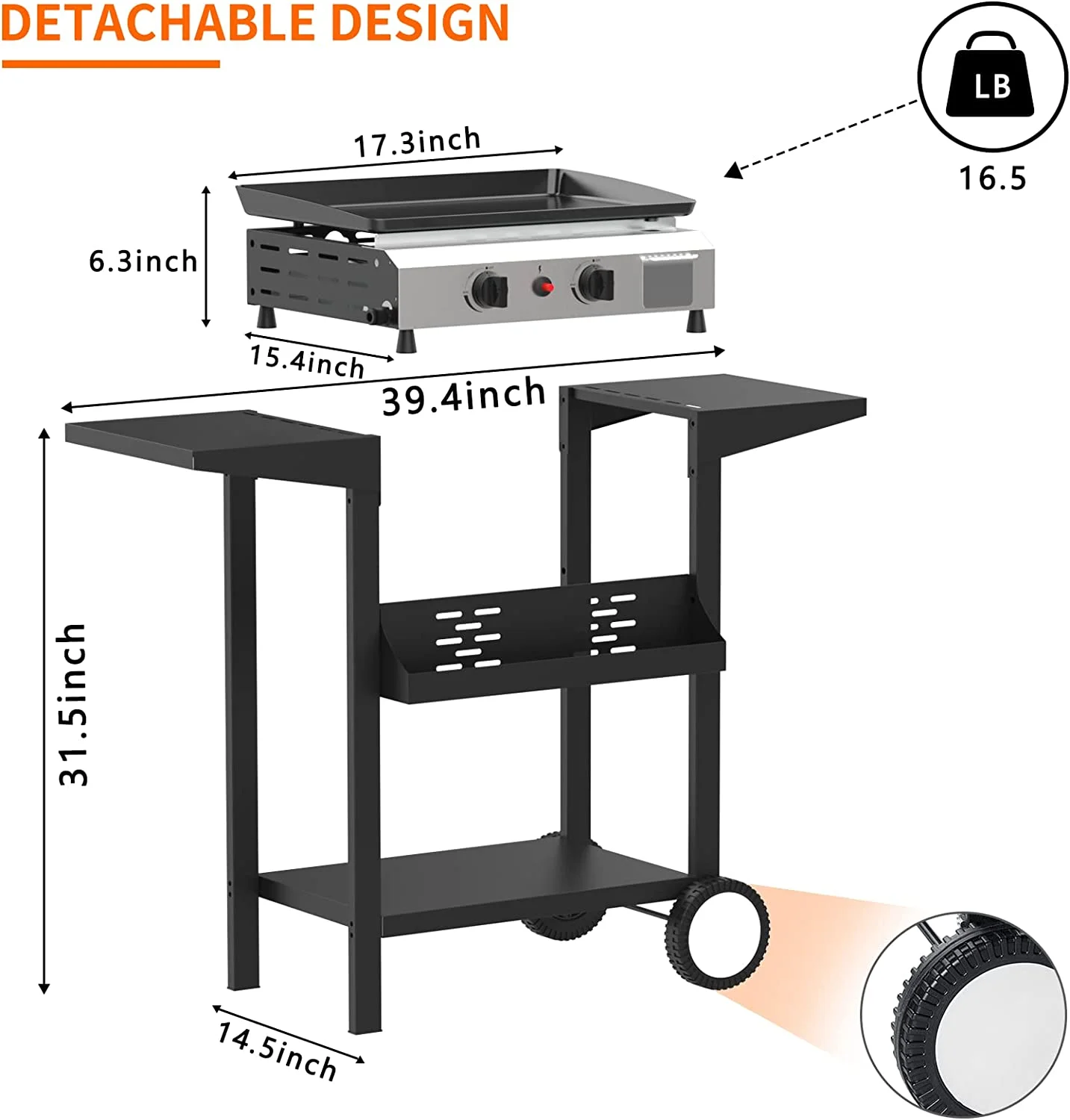 SKOK 3 Burner Gas Griddle-Outdoor Propane Griddle-BTU Propane Fuelled, Portable Flat Top Gas Grill Camping Griddle Station with Side Shelves for Kitchen - Womvr