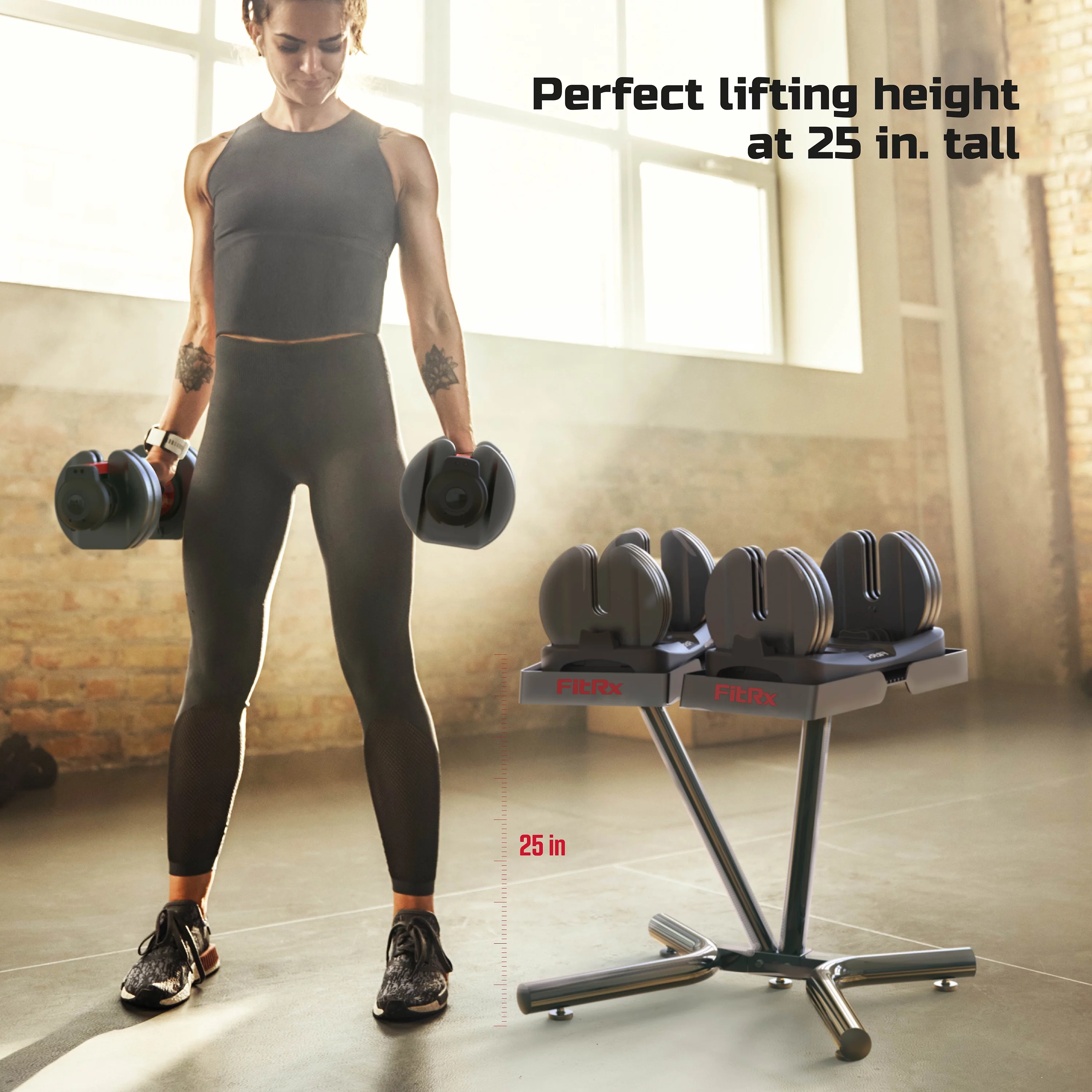 FitRx SmartBell, Quick-Select Adjustable Dumbbell, 5-52.5 lbs. Weight, Black, Single - Womvr