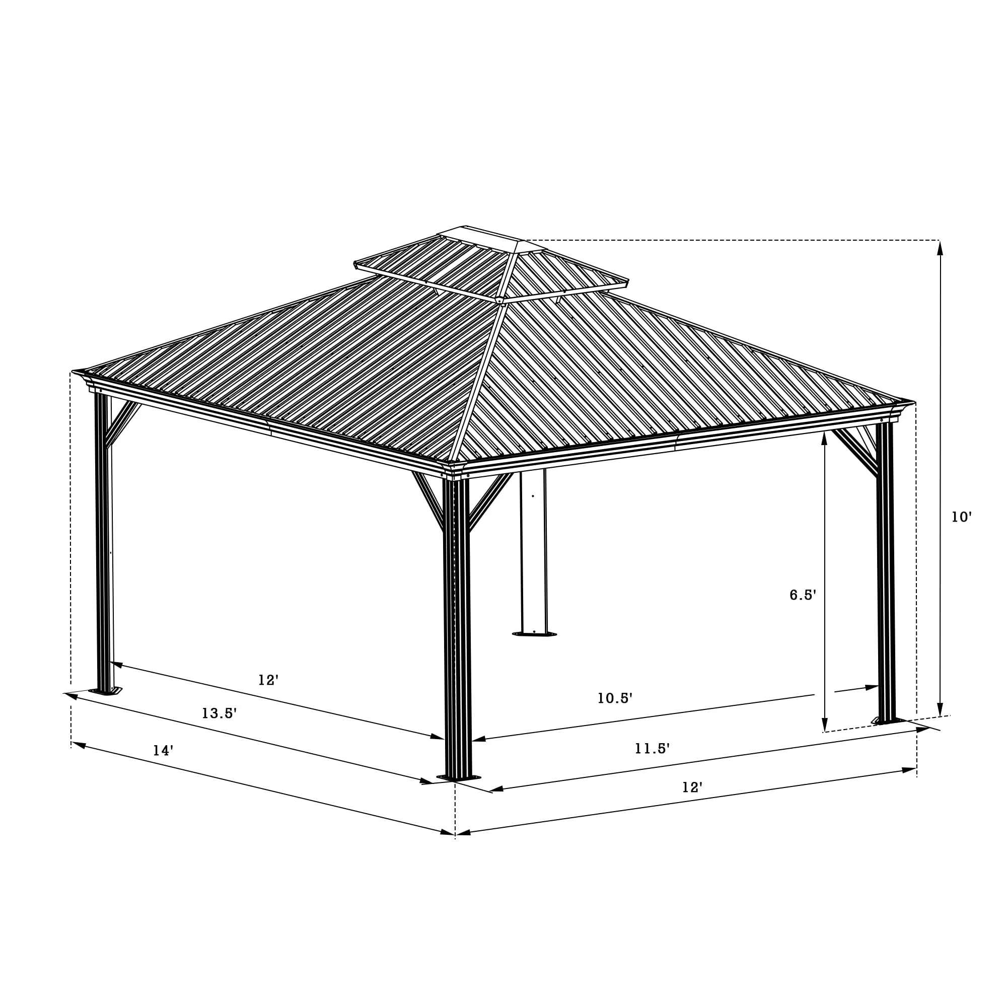 Kozyard Alexander Hardtop 12 ft. W x 10 ft. D Aluminum Hardtop Gazebo (Brown) - Womvr