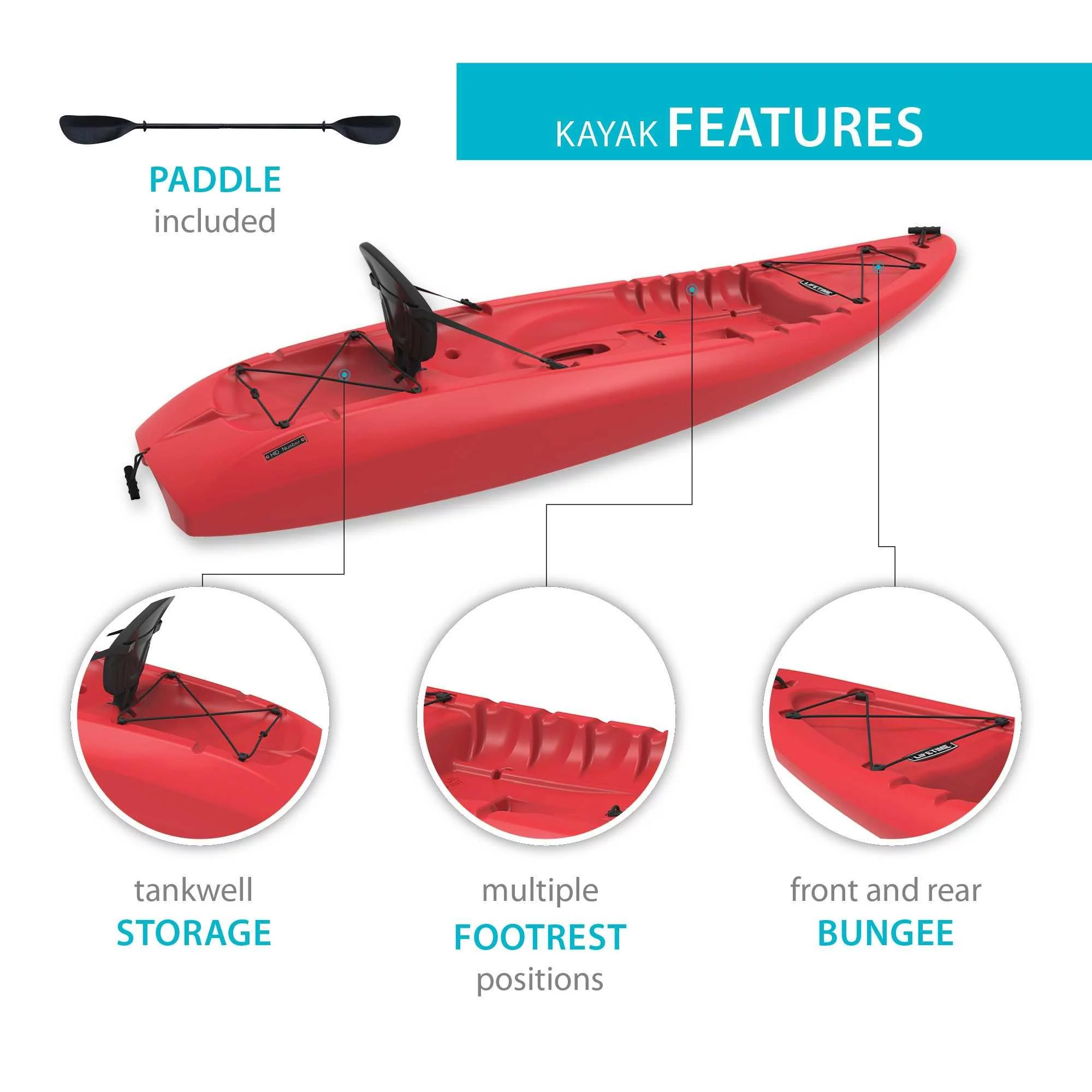 Lifetime Hydros 101 inch Sit-on-Top Kayak, Glacier Blue (90594) - Womvr
