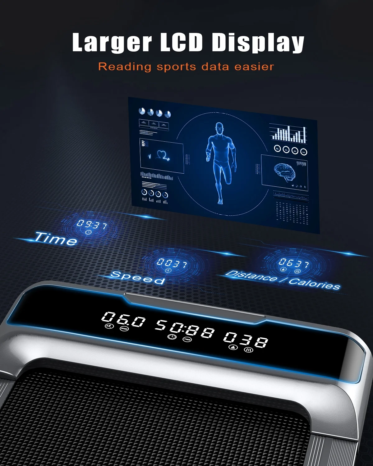 Bigzzia Walking Pad Treadmill, 2.5HP Brushless Motor Under Desk Treadmill, Portable Treadmill for Home Office Use, Super Large Display, Silver - Womvr